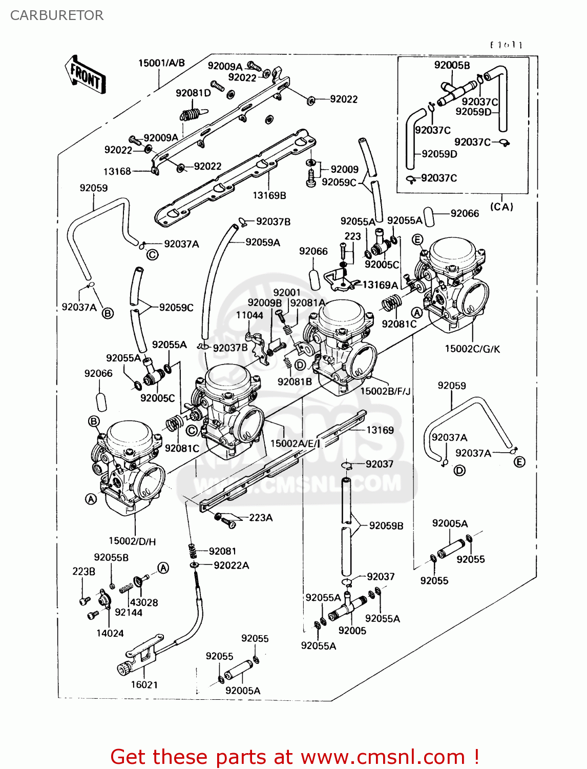 CARBURETOR ZG1000A5 CONCOURS 1990 USA CALIFORNIA CANADA