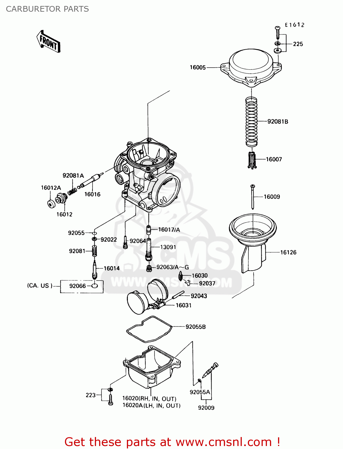CARBURETOR PARTS ZG1000A5 CONCOURS 1990 USA CALIFORNIA CANADA