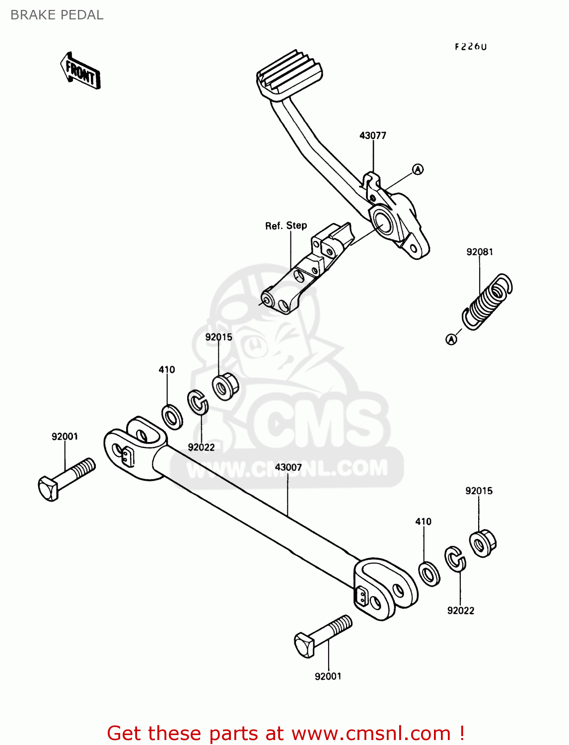 BRAKE PEDAL ZG1000A5 CONCOURS 1990 USA CALIFORNIA CANADA