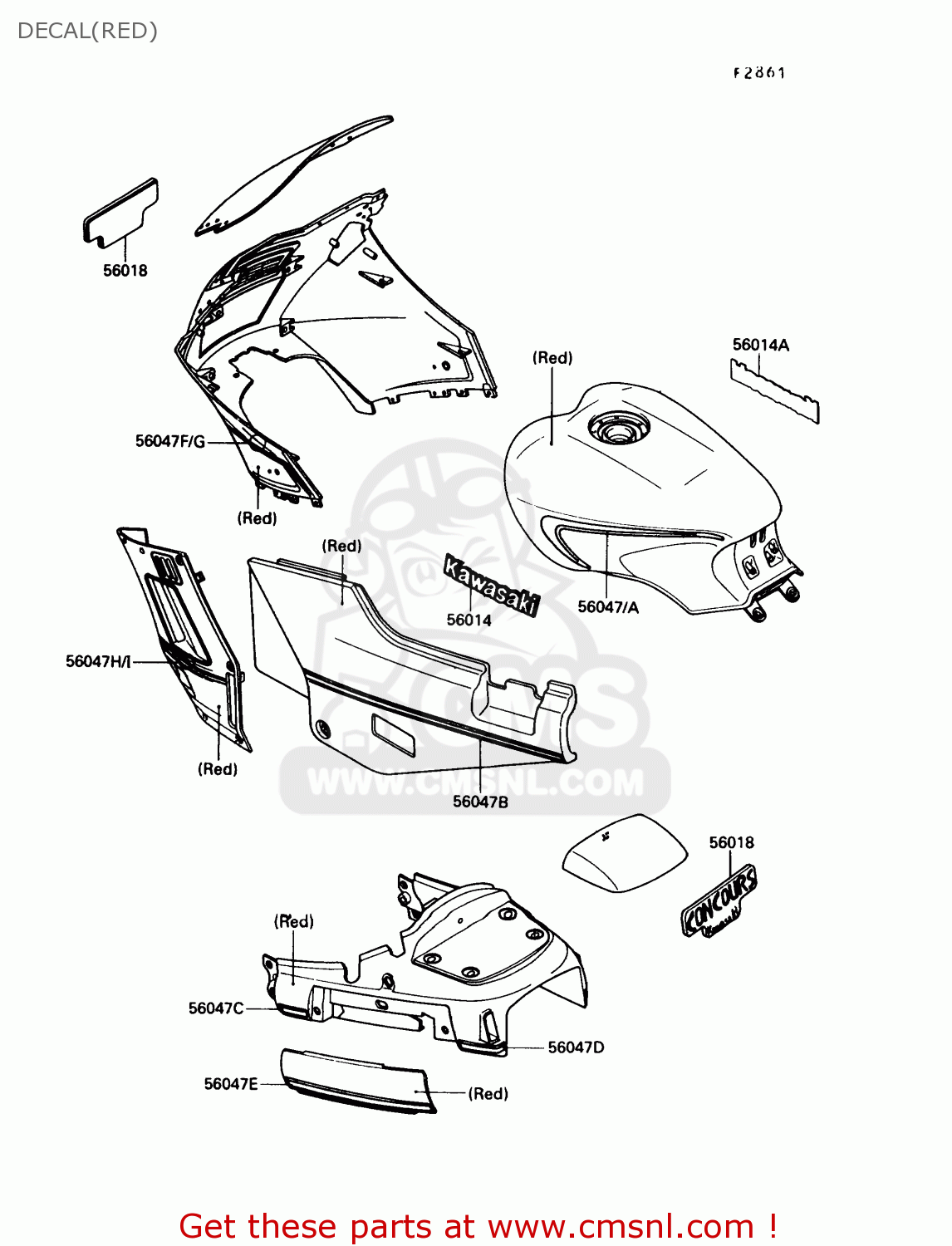 DECAL(RED) ZG1000A5 CONCOURS 1990 USA CALIFORNIA CANADA