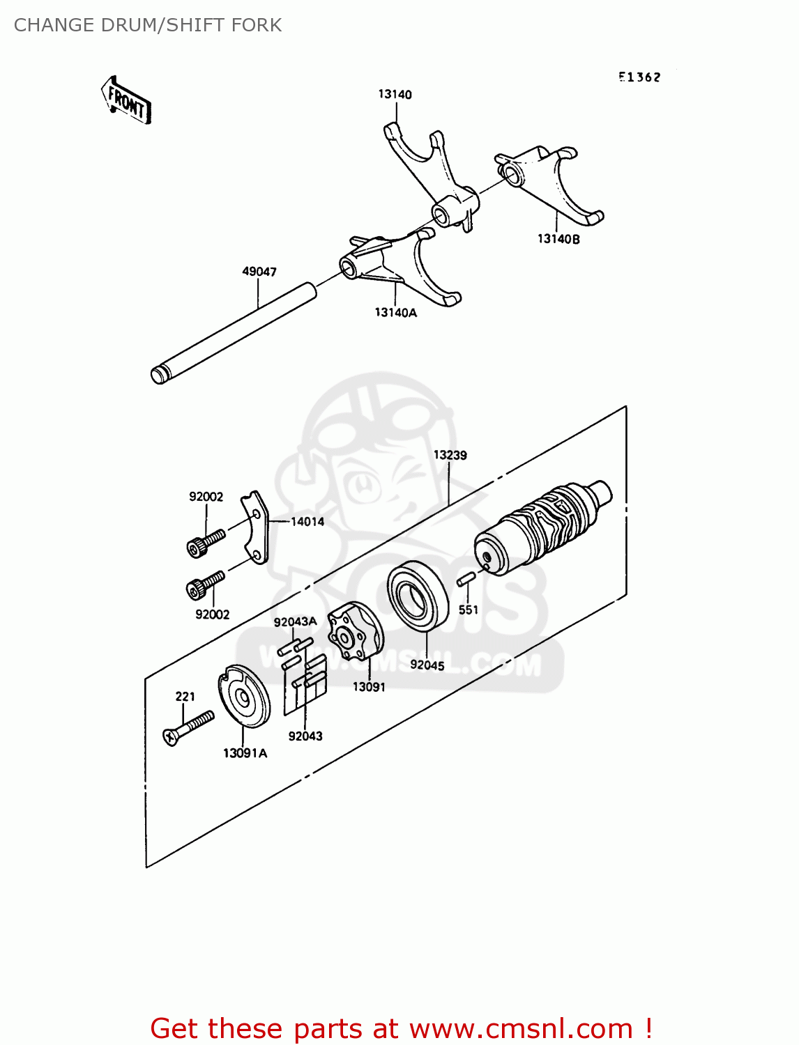 CHANGE DRUM/SHIFT FORK ZG1000A6 1000GTR 1991 AUSTRIA NR