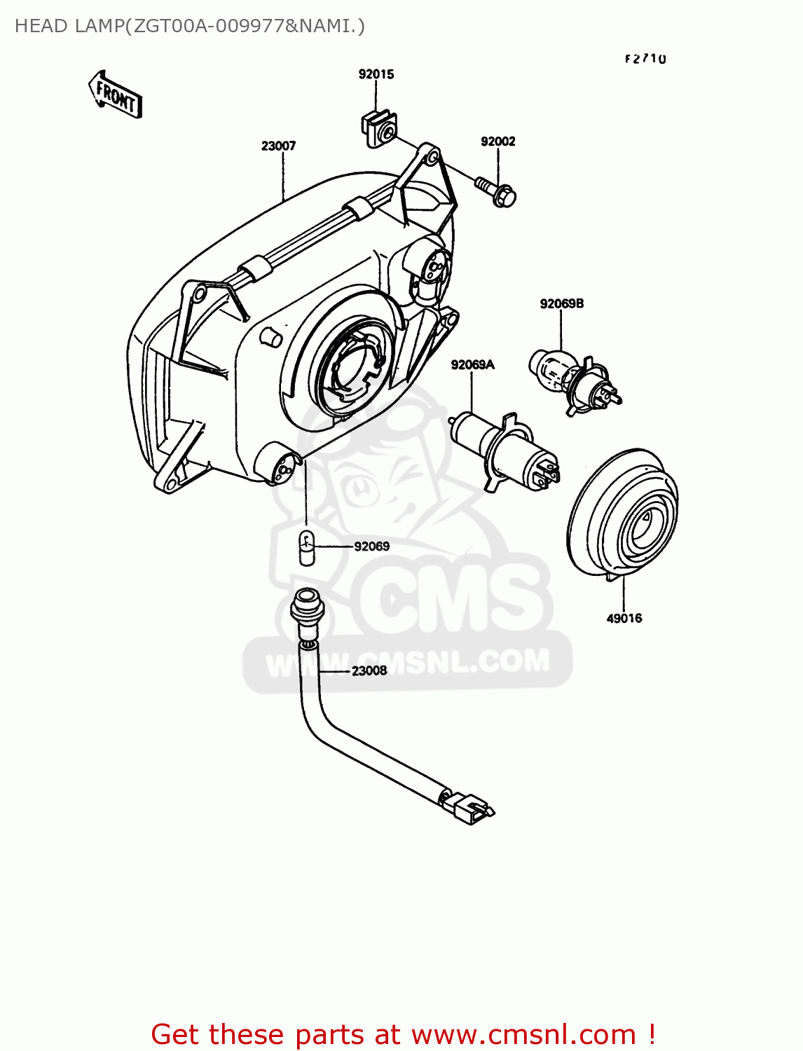 HEAD LAMP(ZGT00A-009977&NAMI.) ZG1000A6 1000GTR 1991 AUSTRIA NR