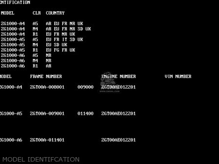 MODEL IDENTIFCATION - ZG1000A6 1000GTR 1991 AUSTRIA NR