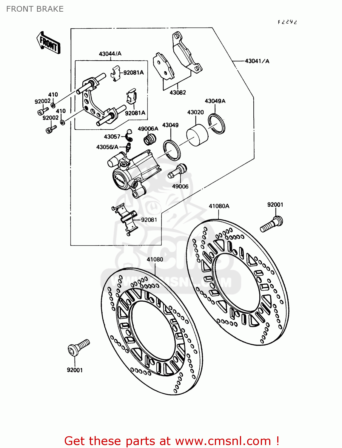 FRONT BRAKE ZG1000A6 CONCOURS 1991 USA CALIFORNIA CANADA