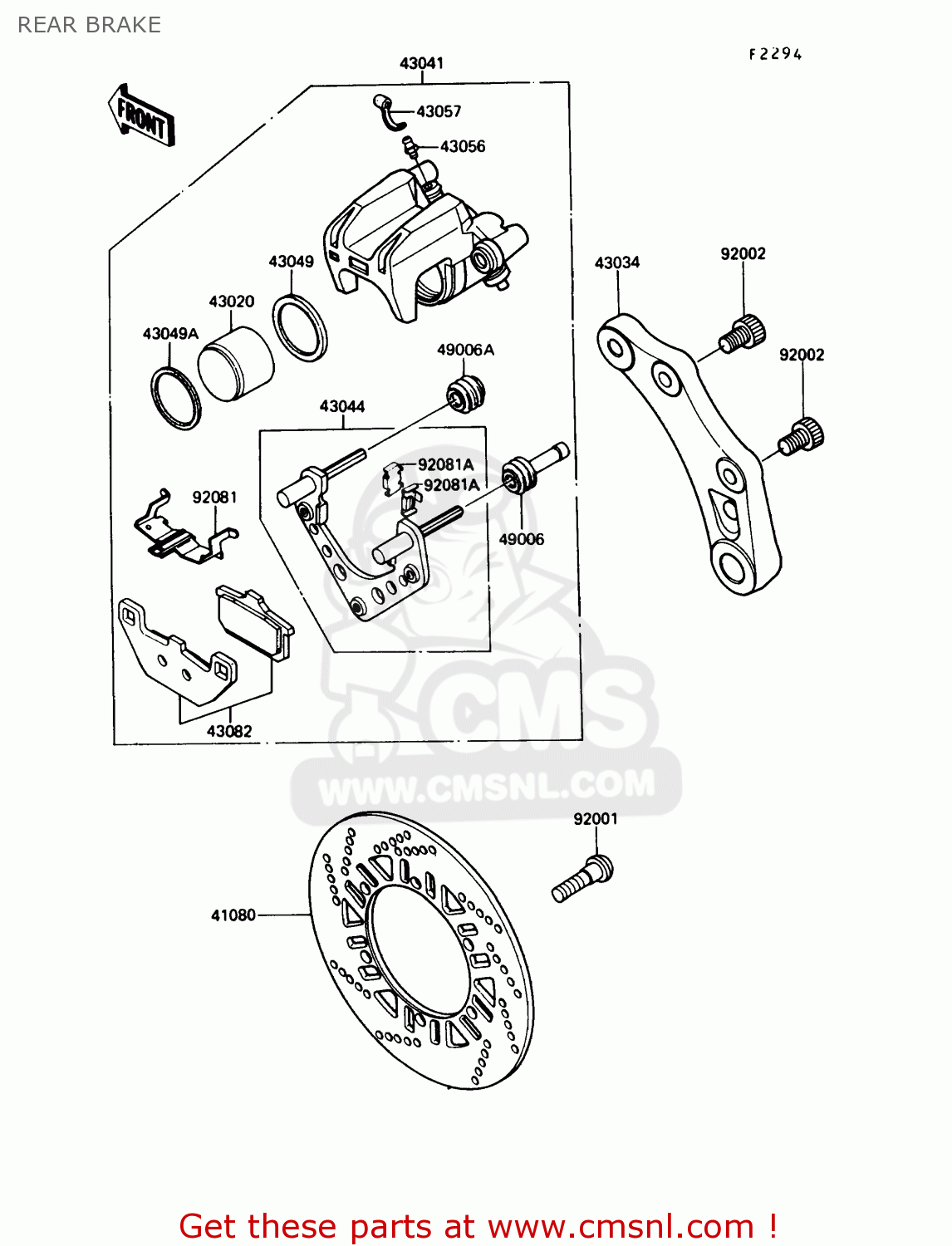 REAR BRAKE ZG1000A6 CONCOURS 1991 USA CALIFORNIA CANADA