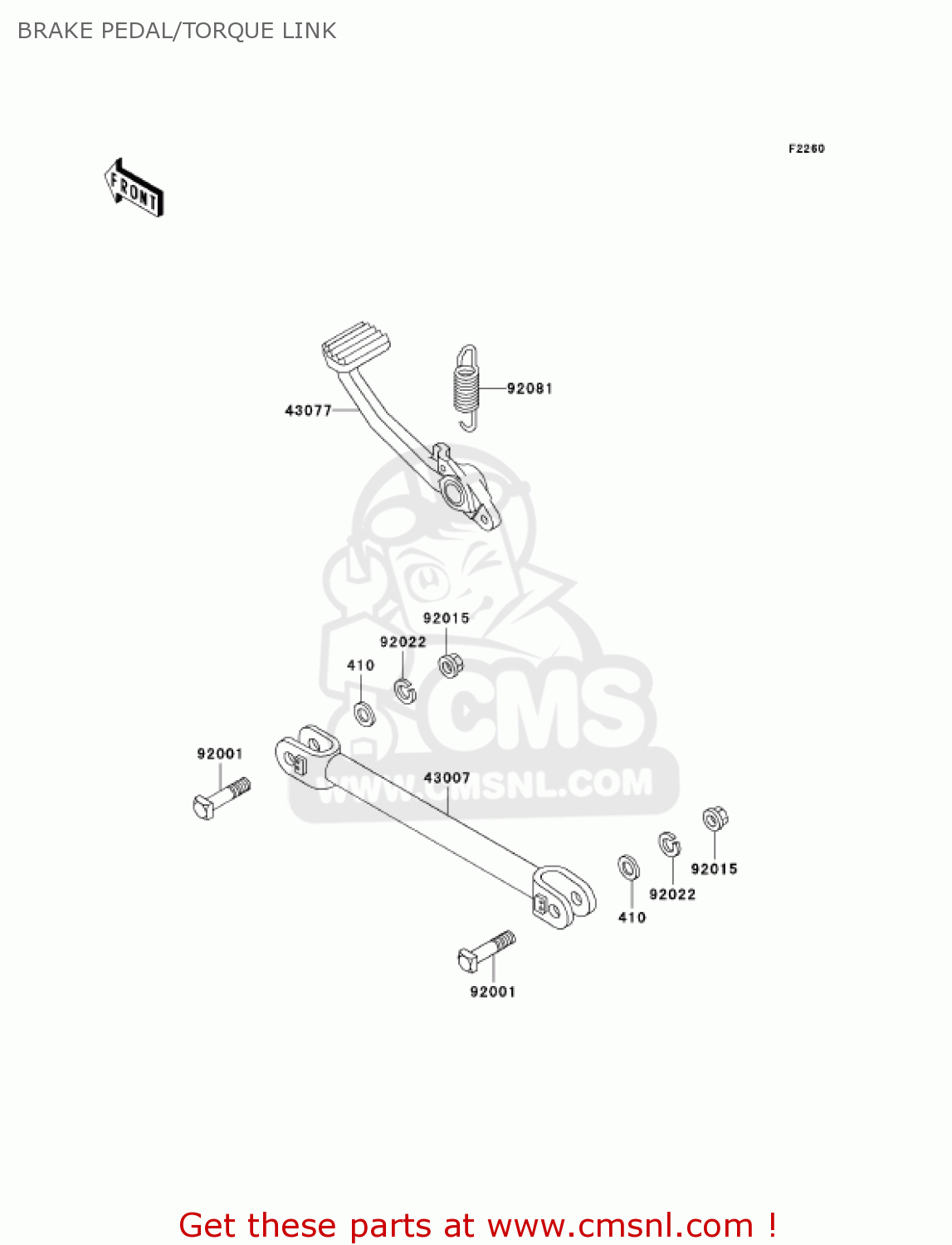 BRAKE PEDAL/TORQUE LINK ZG1000A6F CONCOURS 2006 USA CALIFORNIA CANADA
