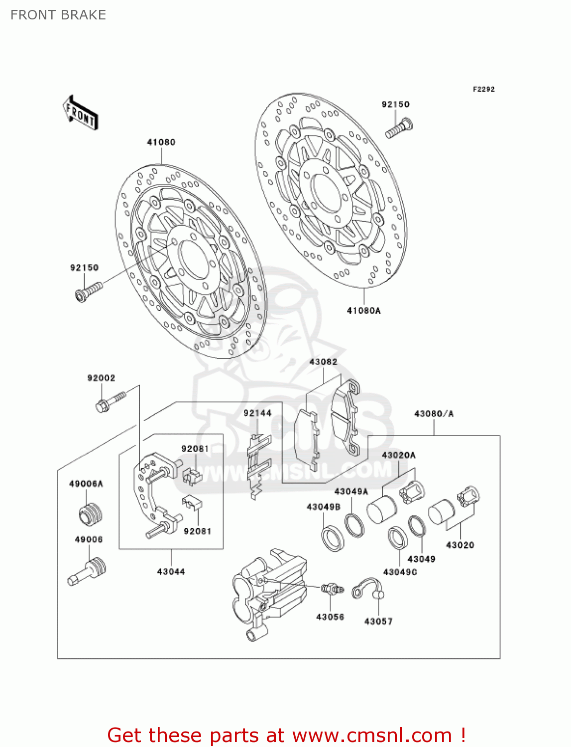 FRONT BRAKE ZG1000A6F CONCOURS 2006 USA CALIFORNIA CANADA