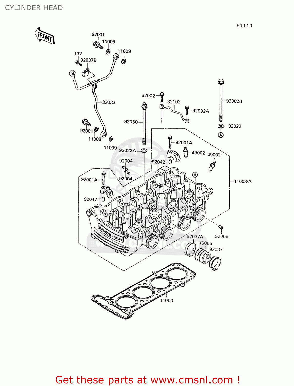 CYLINDER HEAD ZG1000A7 1000GTR 1992 EUROPE UK FR AR FG ST