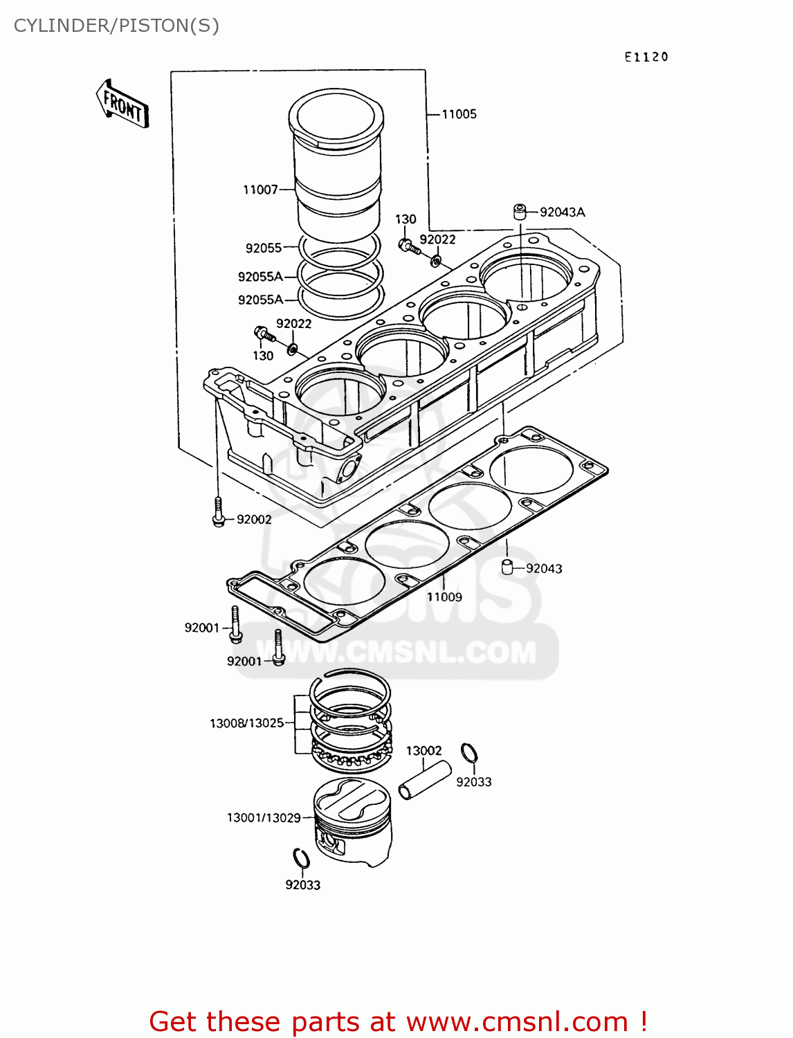 CYLINDER/PISTON(S) ZG1000A7 1000GTR 1992 EUROPE UK FR AR FG ST