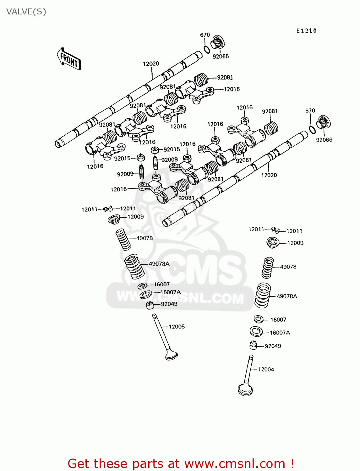 VALVE(S) ZG1000A7 1000GTR 1992 EUROPE UK FR AR FG ST