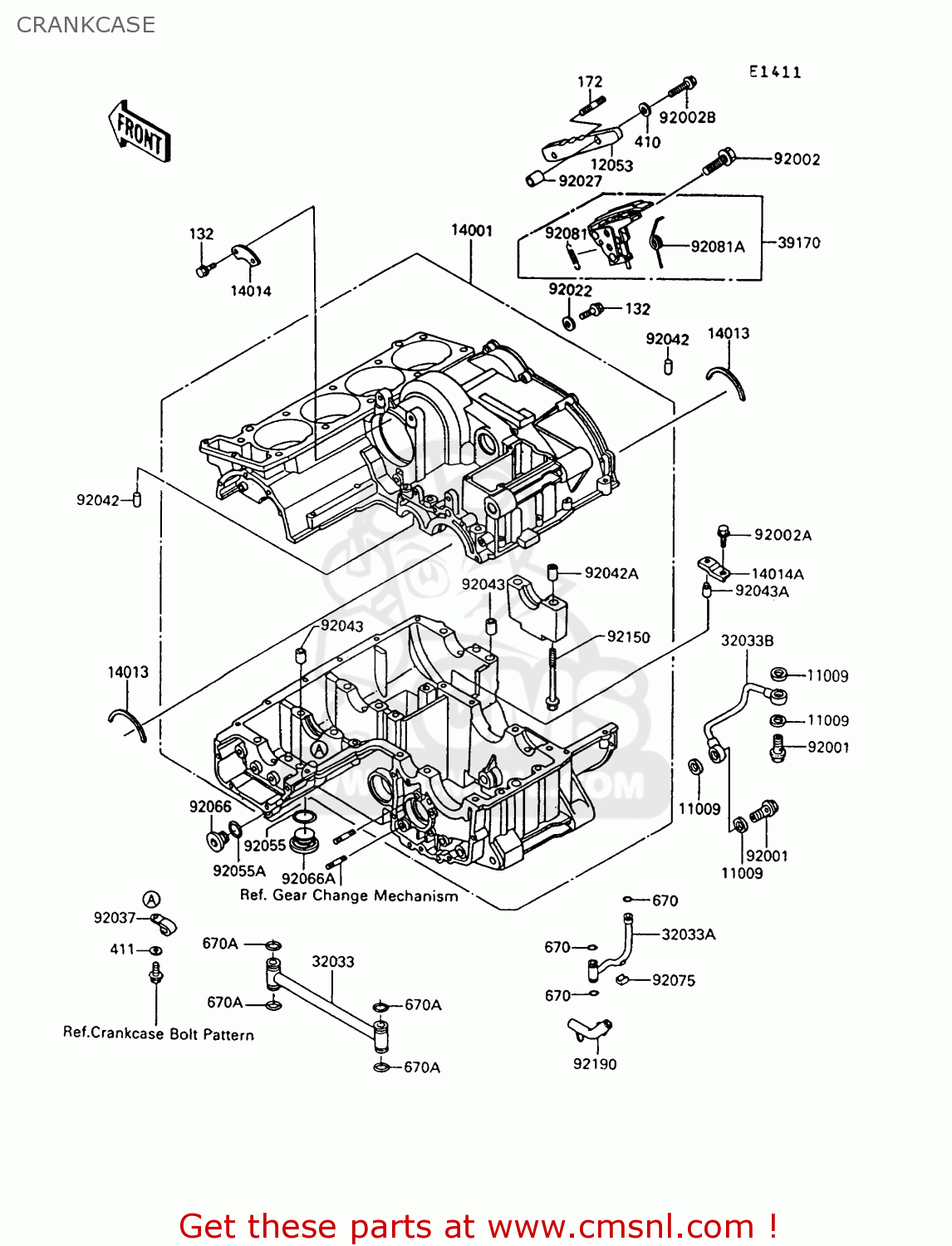CRANKCASE ZG1000A7 1000GTR 1992 EUROPE UK FR AR FG ST