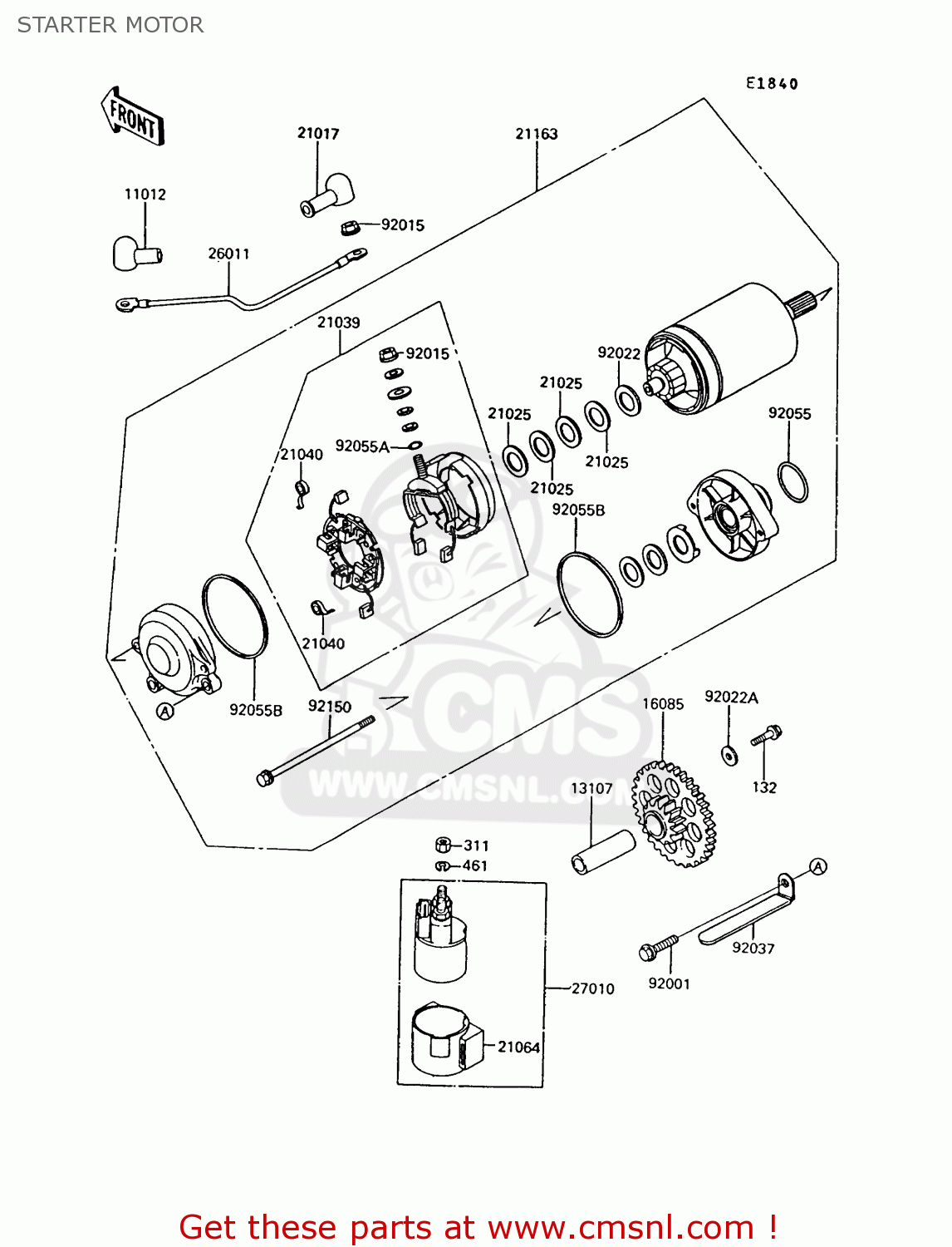 STARTER MOTOR ZG1000A7 1000GTR 1992 EUROPE UK FR AR FG ST