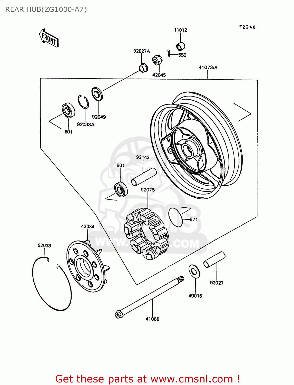 REAR HUB(ZG1000-A7) ZG1000A7 1000GTR 1992 EUROPE UK FR AR FG ST
