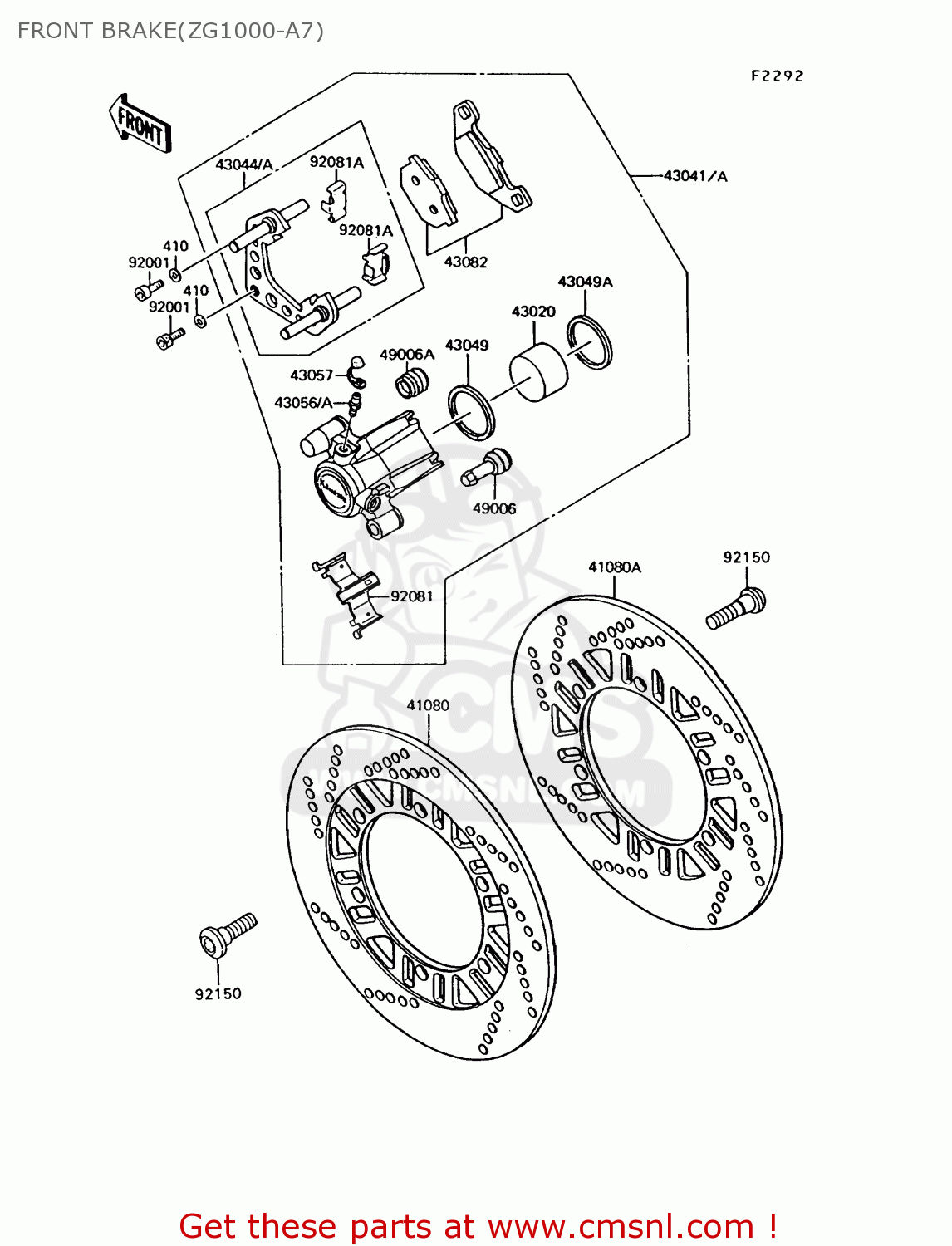 FRONT BRAKE(ZG1000-A7) ZG1000A7 1000GTR 1992 EUROPE UK FR AR FG ST