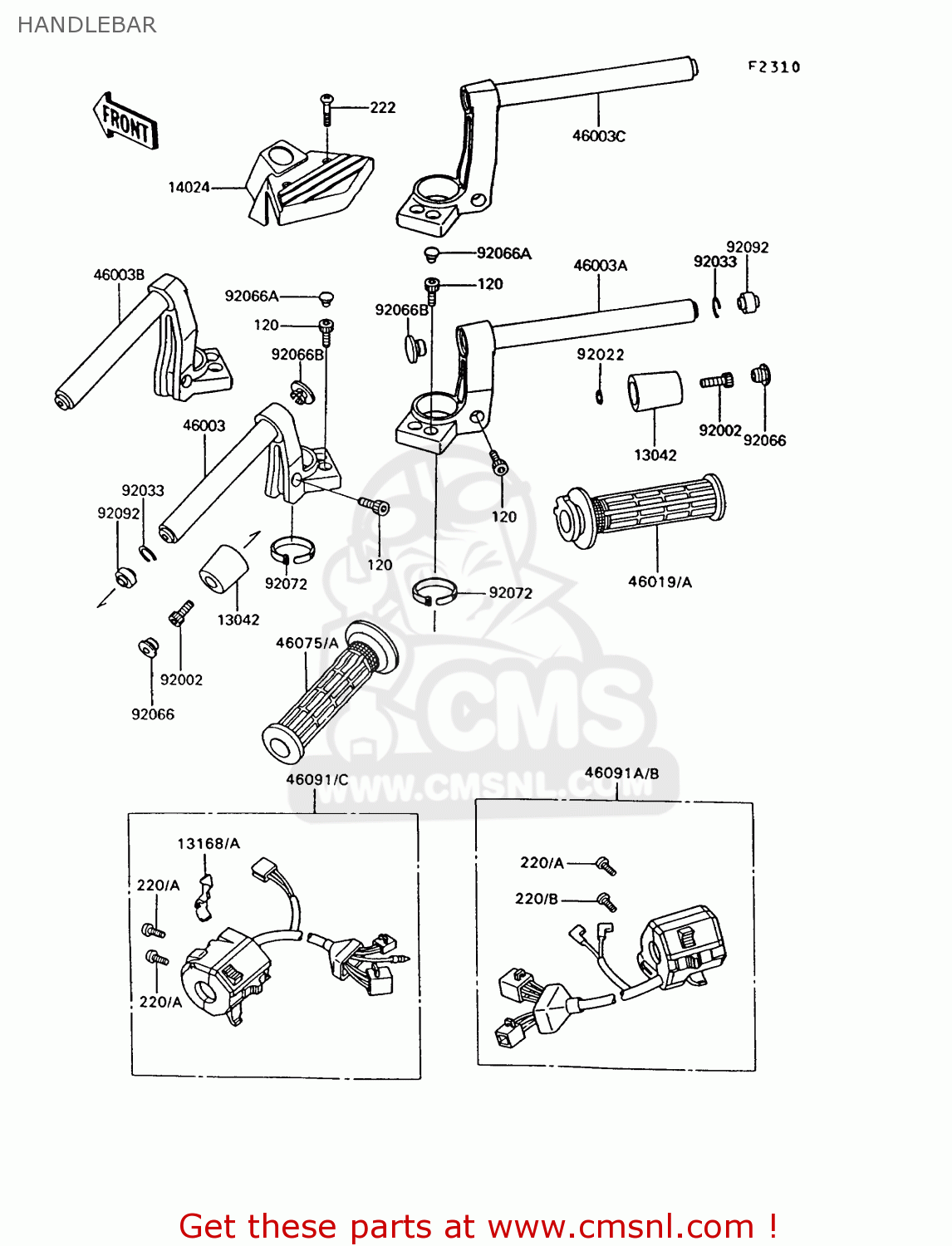 HANDLEBAR ZG1000A7 1000GTR 1992 EUROPE UK FR AR FG ST