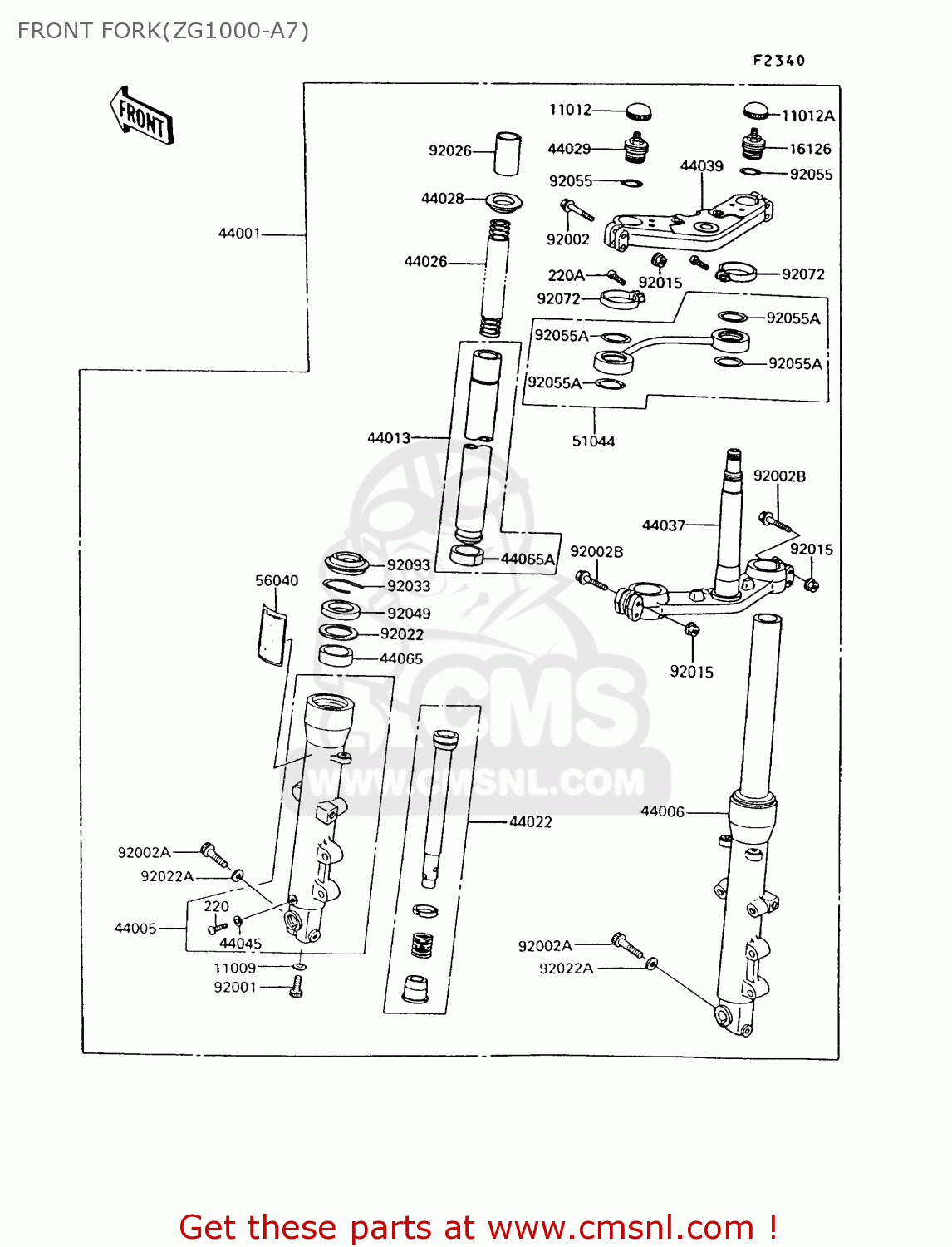 FRONT FORK(ZG1000-A7) ZG1000A7 1000GTR 1992 EUROPE UK FR AR FG ST