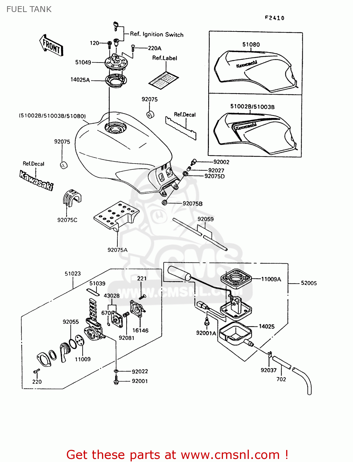 FUEL TANK ZG1000A7 1000GTR 1992 EUROPE UK FR AR FG ST