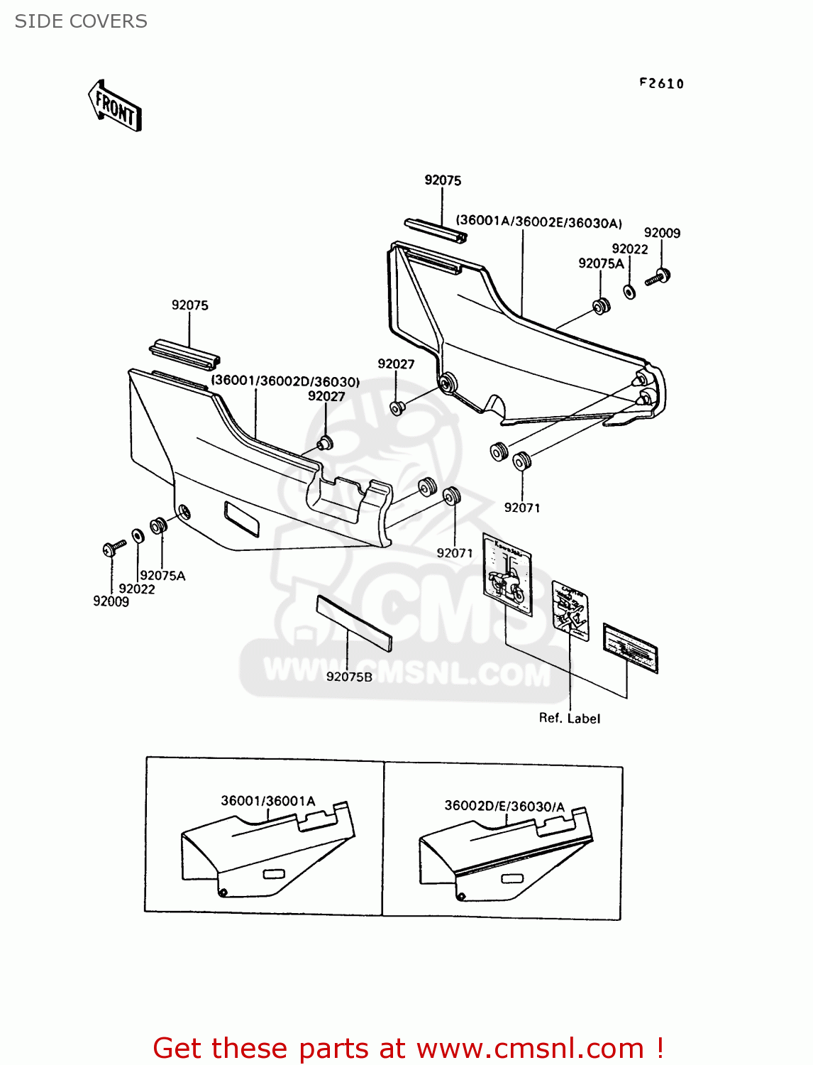 SIDE COVERS ZG1000A7 1000GTR 1992 EUROPE UK FR AR FG ST