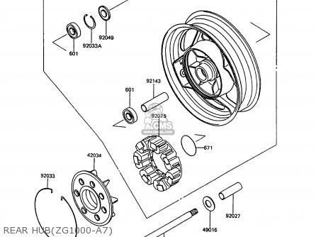 REAR HUB(ZG1000-A7) - ZG1000A7 1000GTR 1992 EUROPE UK FR AR FG ST