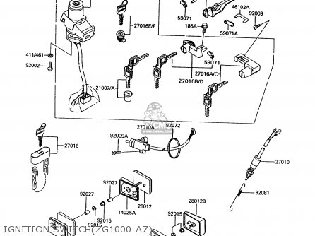 IGNITION SWITCH(ZG1000-A7) - ZG1000A7 1000GTR 1992 EUROPE UK FR AR FG ST