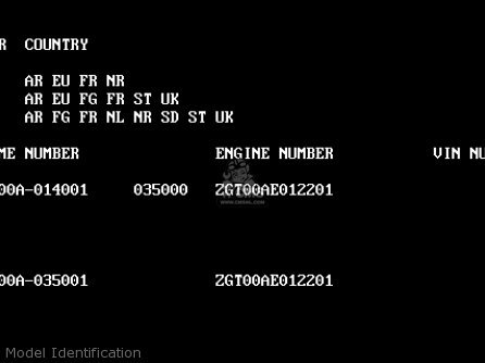 Model Identification - ZG1000A7 1000GTR 1992 EUROPE UK FR AR FG ST