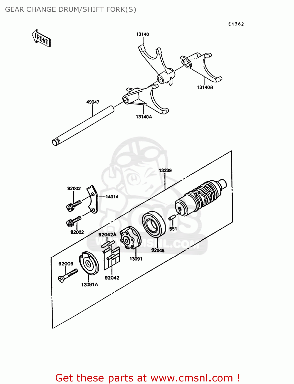 GEAR CHANGE DRUM/SHIFT FORK(S) ZG1000A7 CONCOURS 1992 USA CALIFORNIA CANADA