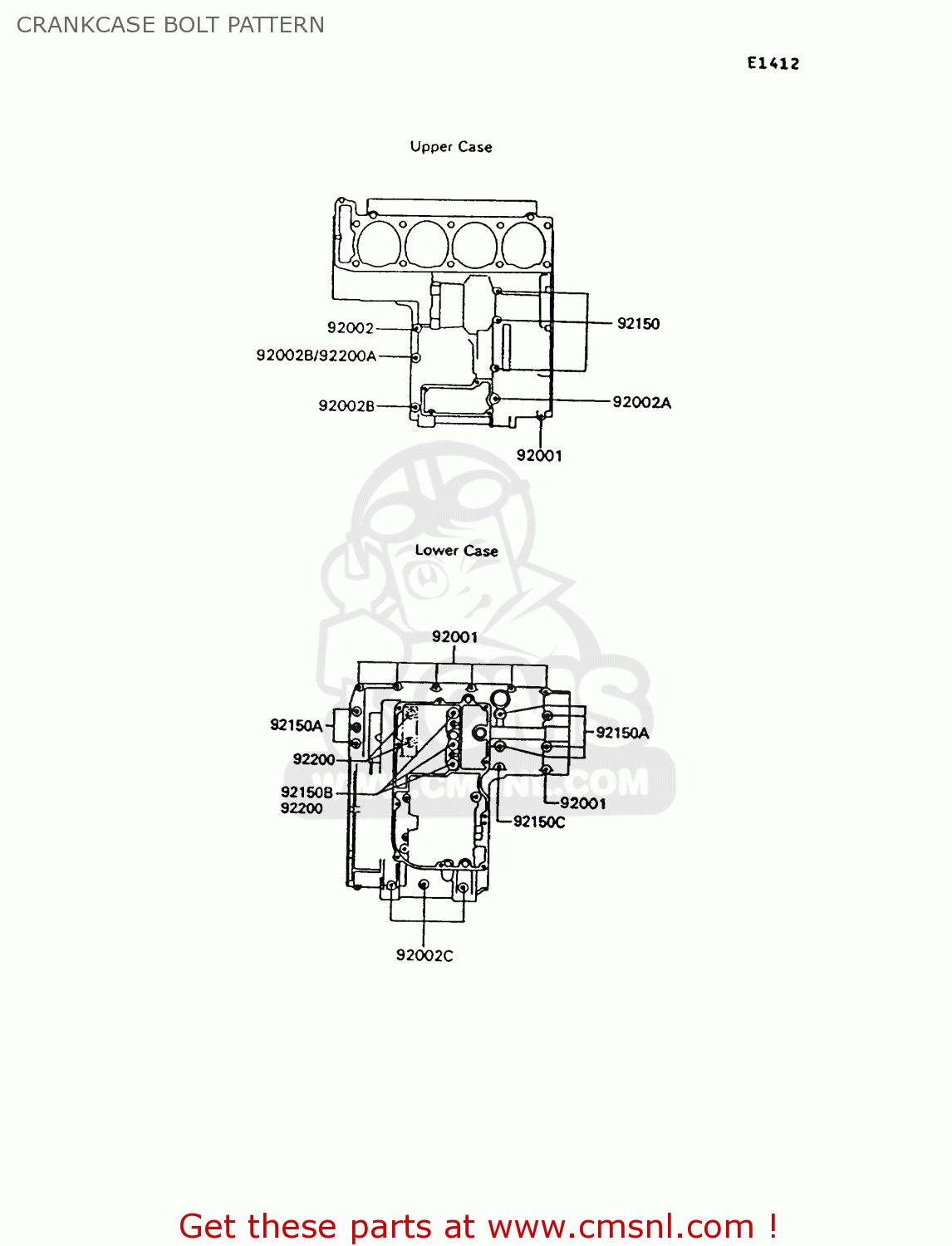 CRANKCASE BOLT PATTERN ZG1000A7 CONCOURS 1992 USA CALIFORNIA CANADA