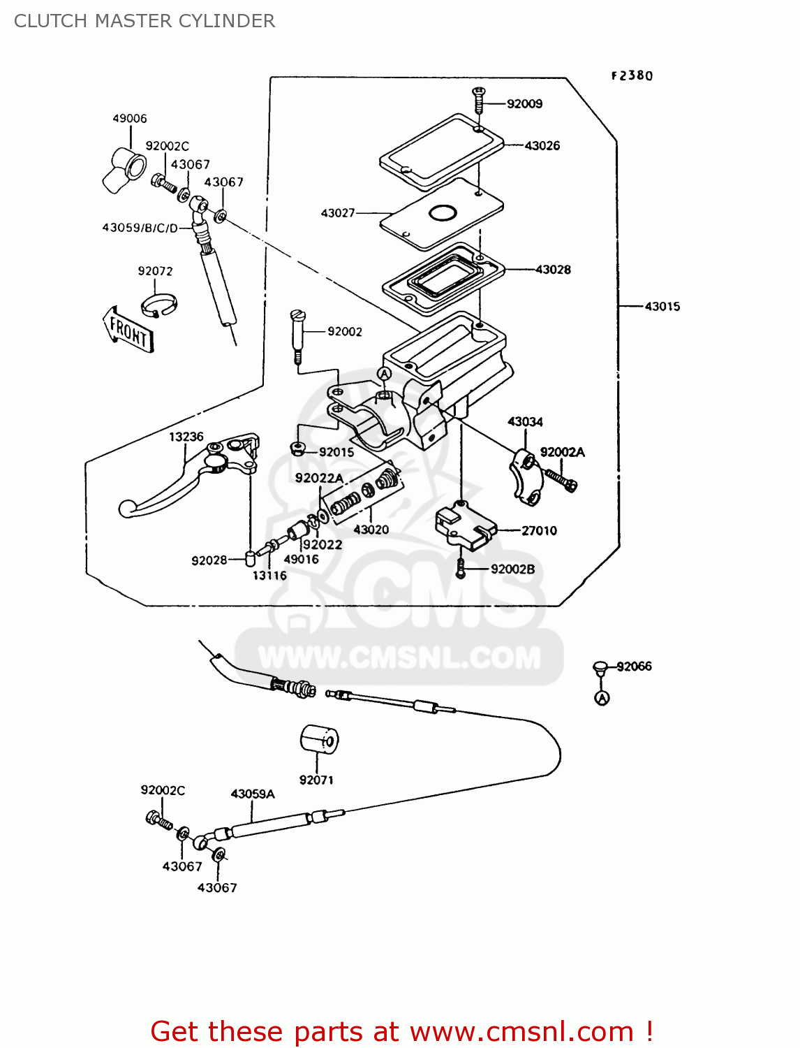 CLUTCH MASTER CYLINDER ZG1000A7 CONCOURS 1992 USA CALIFORNIA CANADA