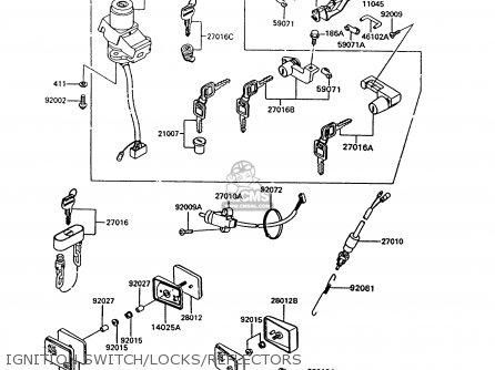IGNITION SWITCH/LOCKS/REFLECTORS - ZG1000A7 CONCOURS 1992 USA CALIFORNIA CANADA