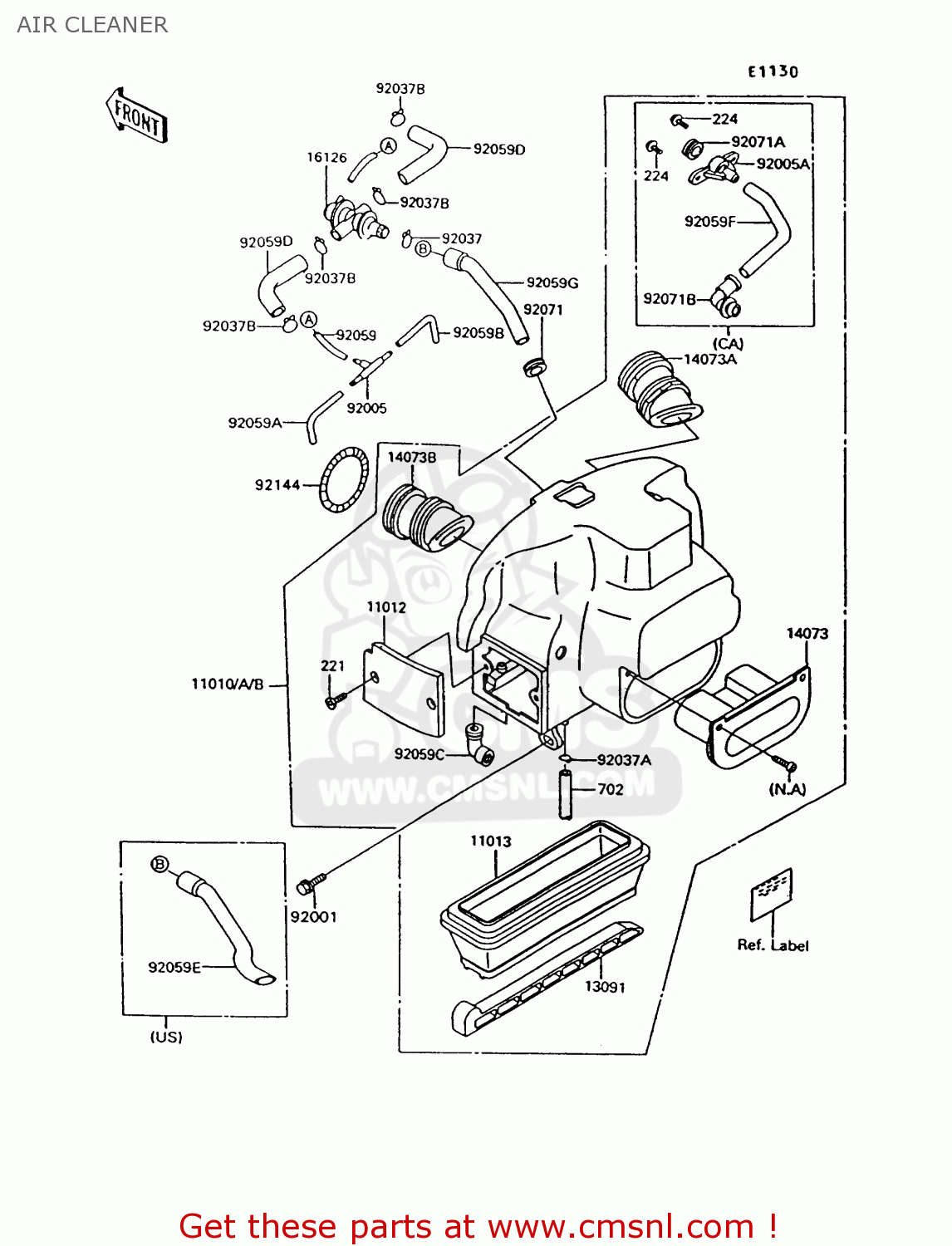 AIR CLEANER ZG1000A8 CONCOURS 1993 USA CALIFORNIA CANADA