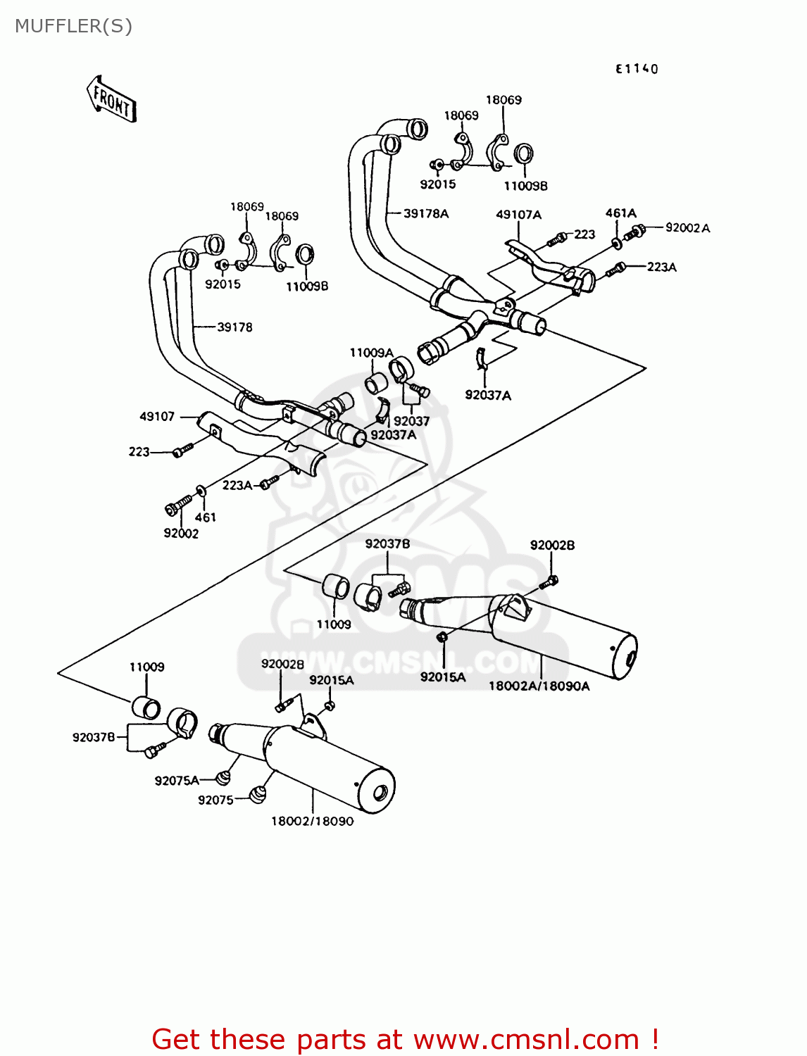MUFFLER(S) ZG1000A8 CONCOURS 1993 USA CALIFORNIA CANADA