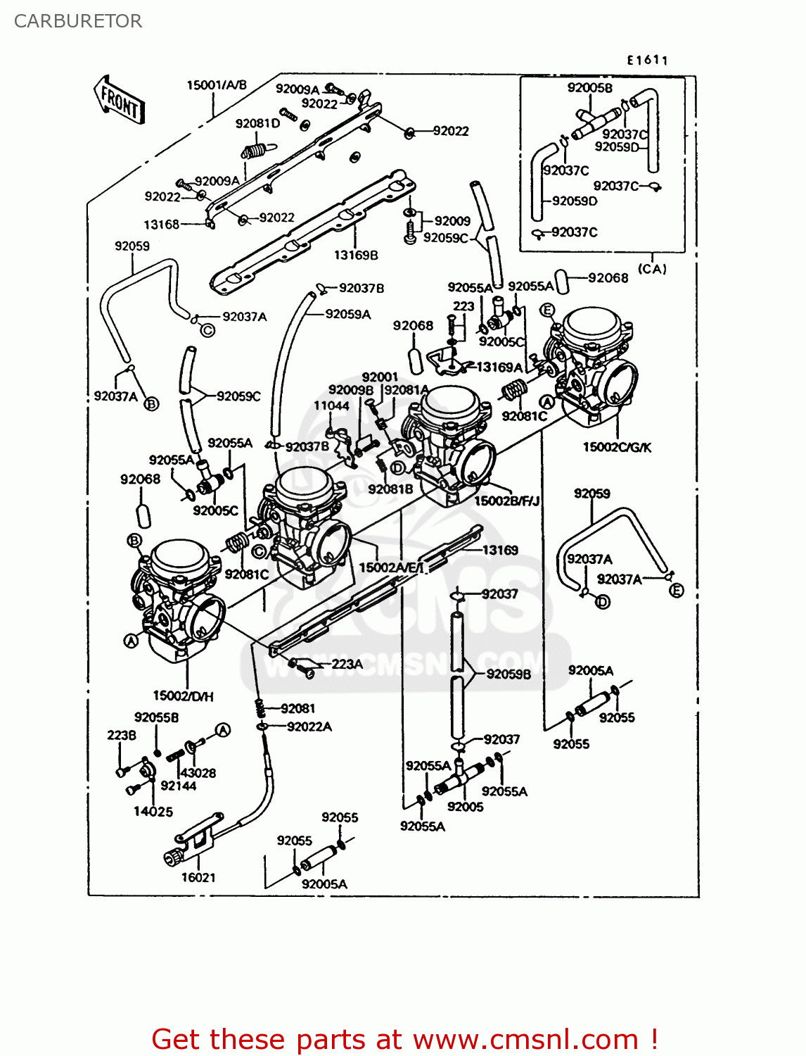CARBURETOR ZG1000A8 CONCOURS 1993 USA CALIFORNIA CANADA