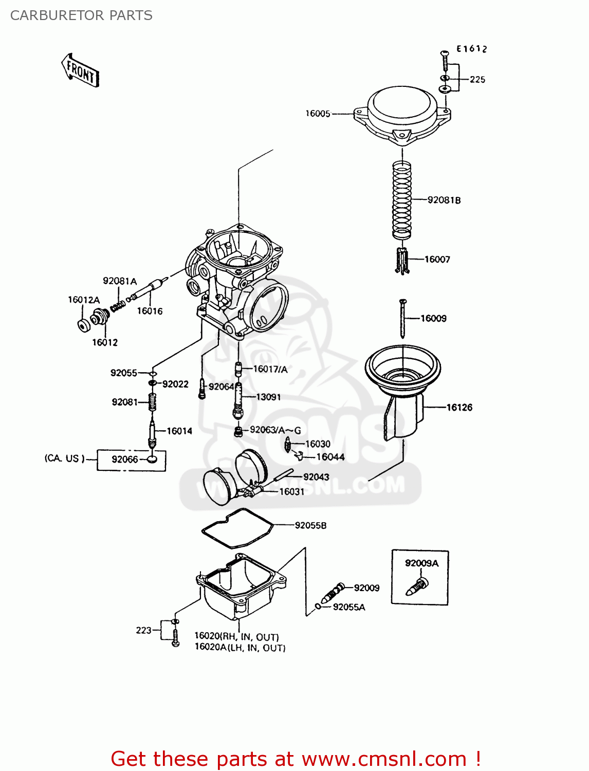CARBURETOR PARTS ZG1000A8 CONCOURS 1993 USA CALIFORNIA CANADA