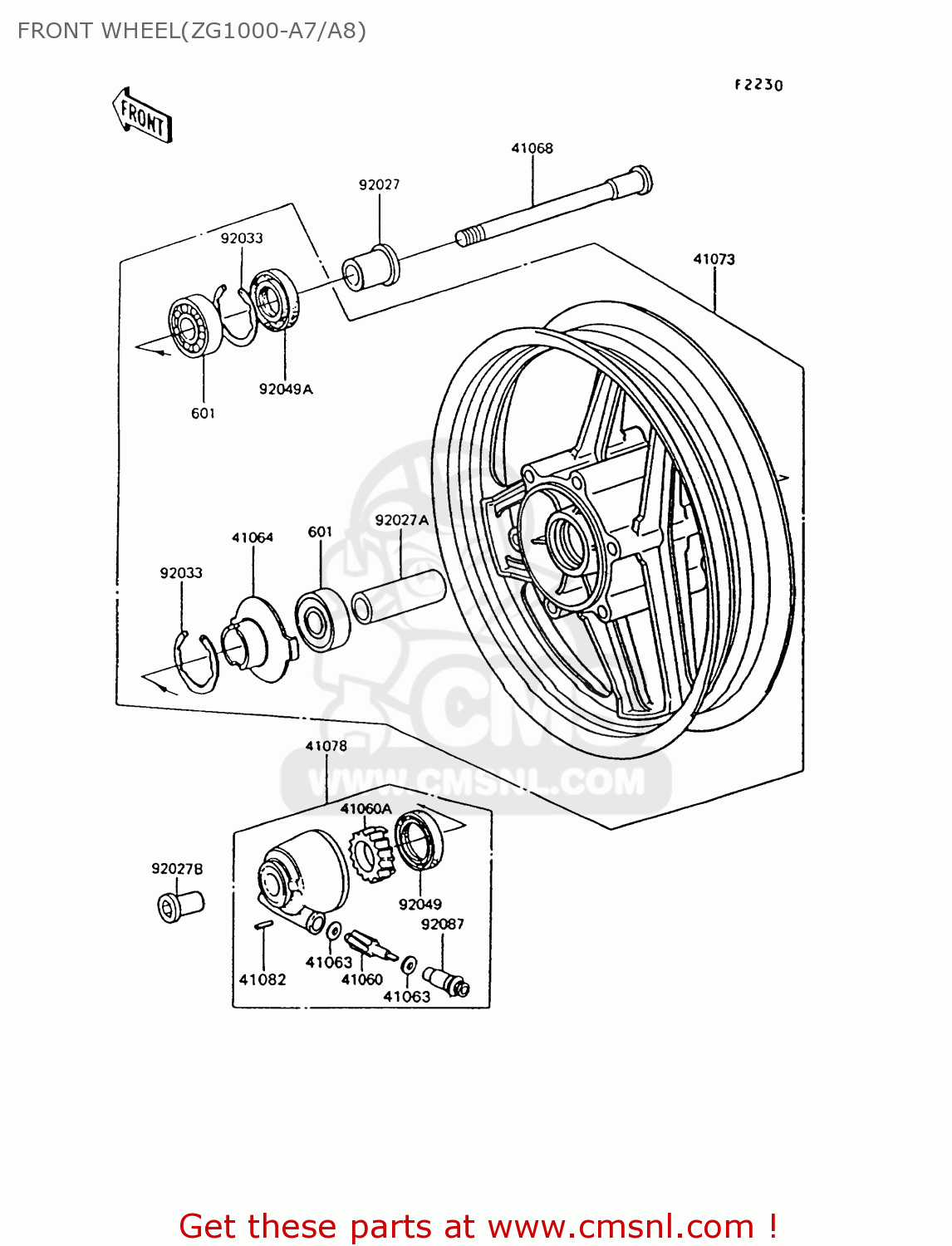 FRONT WHEEL(ZG1000-A7/A8) ZG1000A8 CONCOURS 1993 USA CALIFORNIA CANADA