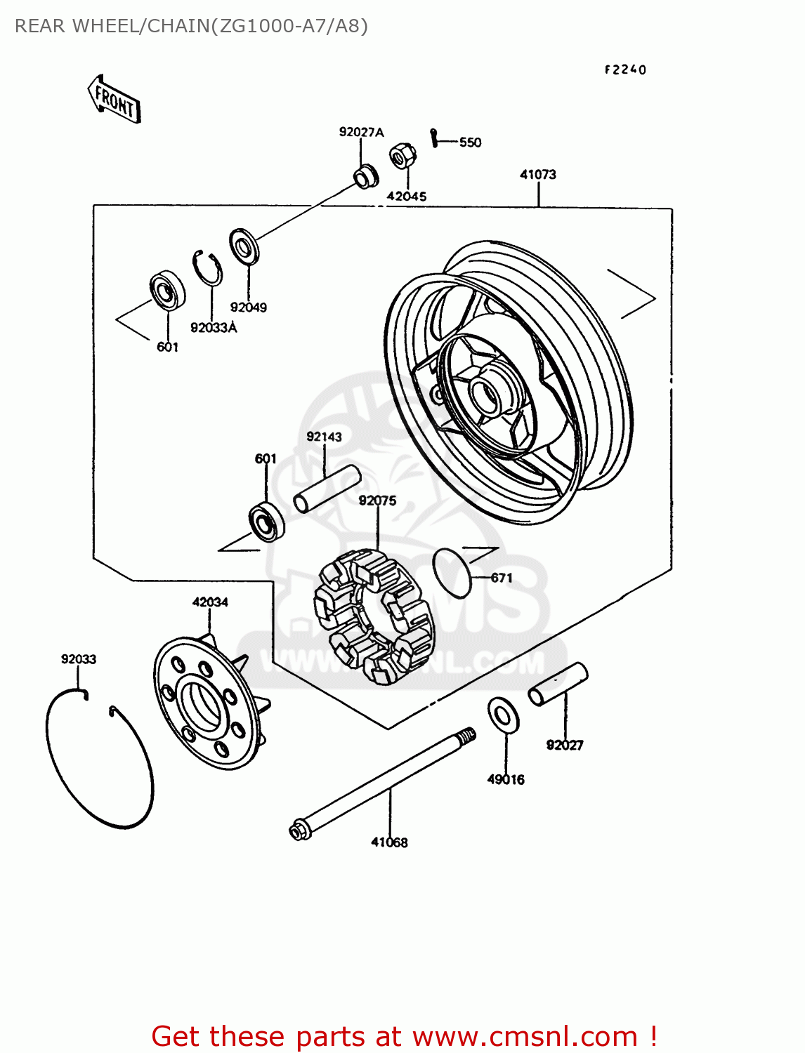 REAR WHEEL/CHAIN(ZG1000-A7/A8) ZG1000A8 CONCOURS 1993 USA CALIFORNIA CANADA