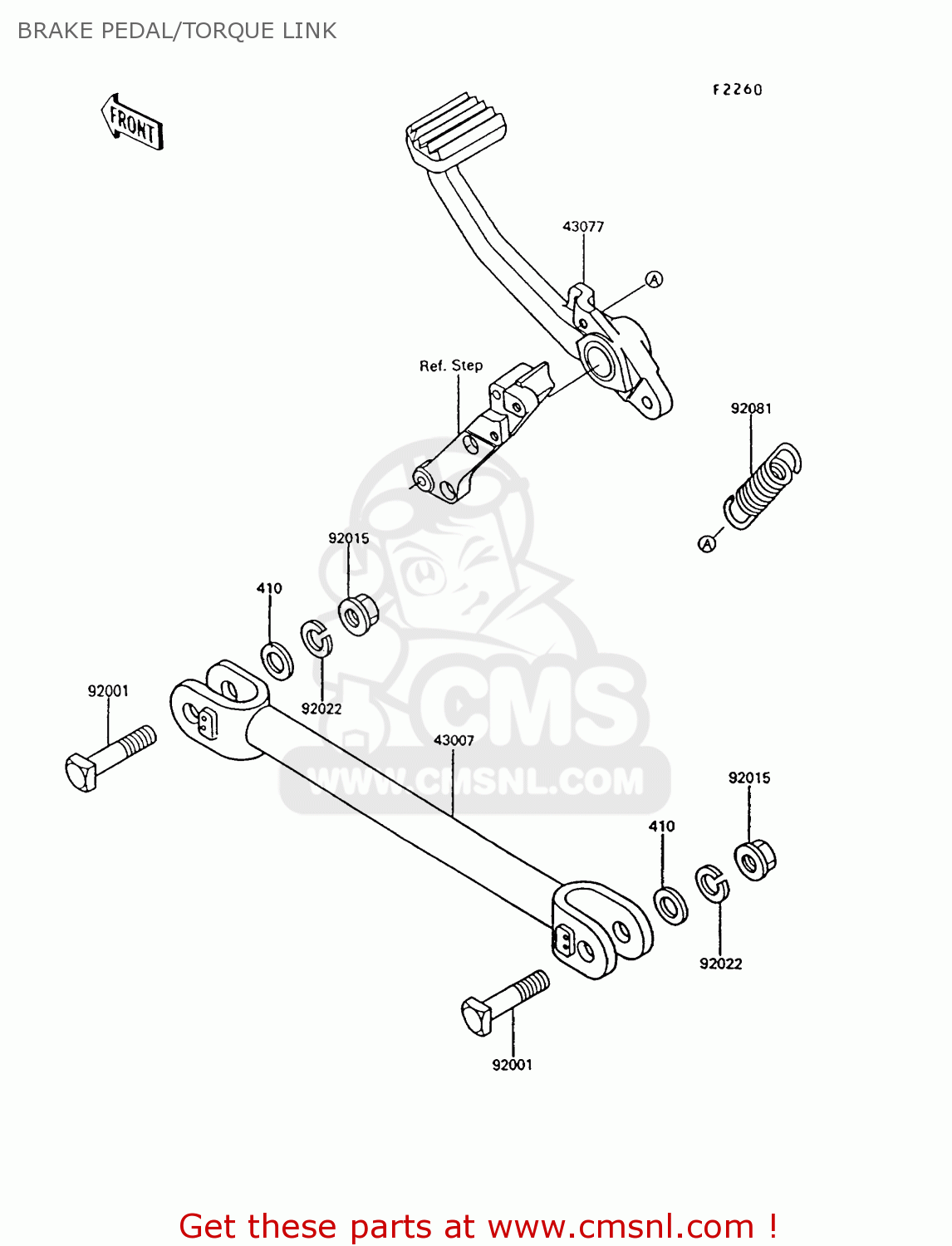 BRAKE PEDAL/TORQUE LINK ZG1000A8 CONCOURS 1993 USA CALIFORNIA CANADA