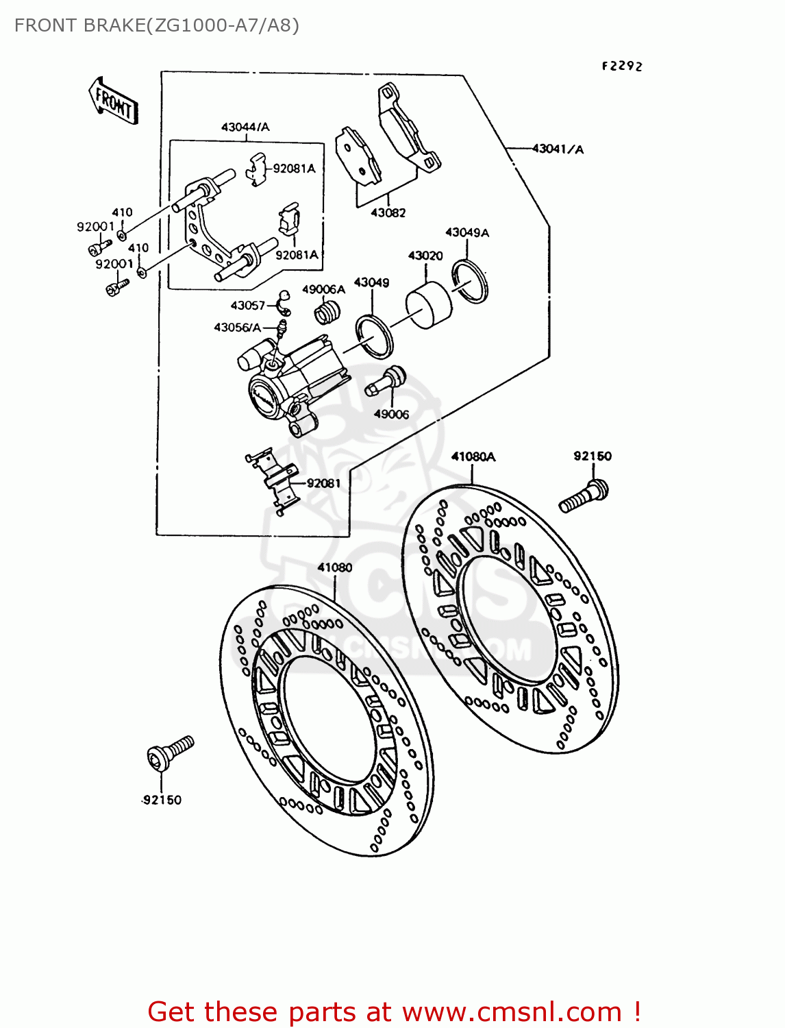 FRONT BRAKE(ZG1000-A7/A8) ZG1000A8 CONCOURS 1993 USA CALIFORNIA CANADA
