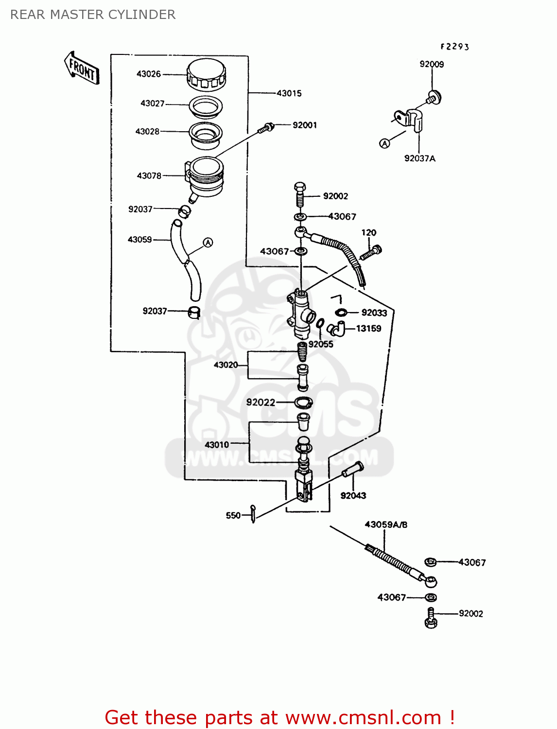 REAR MASTER CYLINDER ZG1000A8 CONCOURS 1993 USA CALIFORNIA CANADA