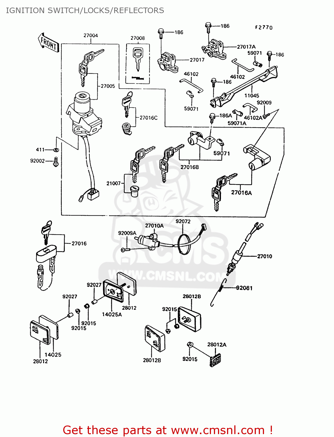 IGNITION SWITCH/LOCKS/REFLECTORS ZG1000A8 CONCOURS 1993 USA CALIFORNIA CANADA