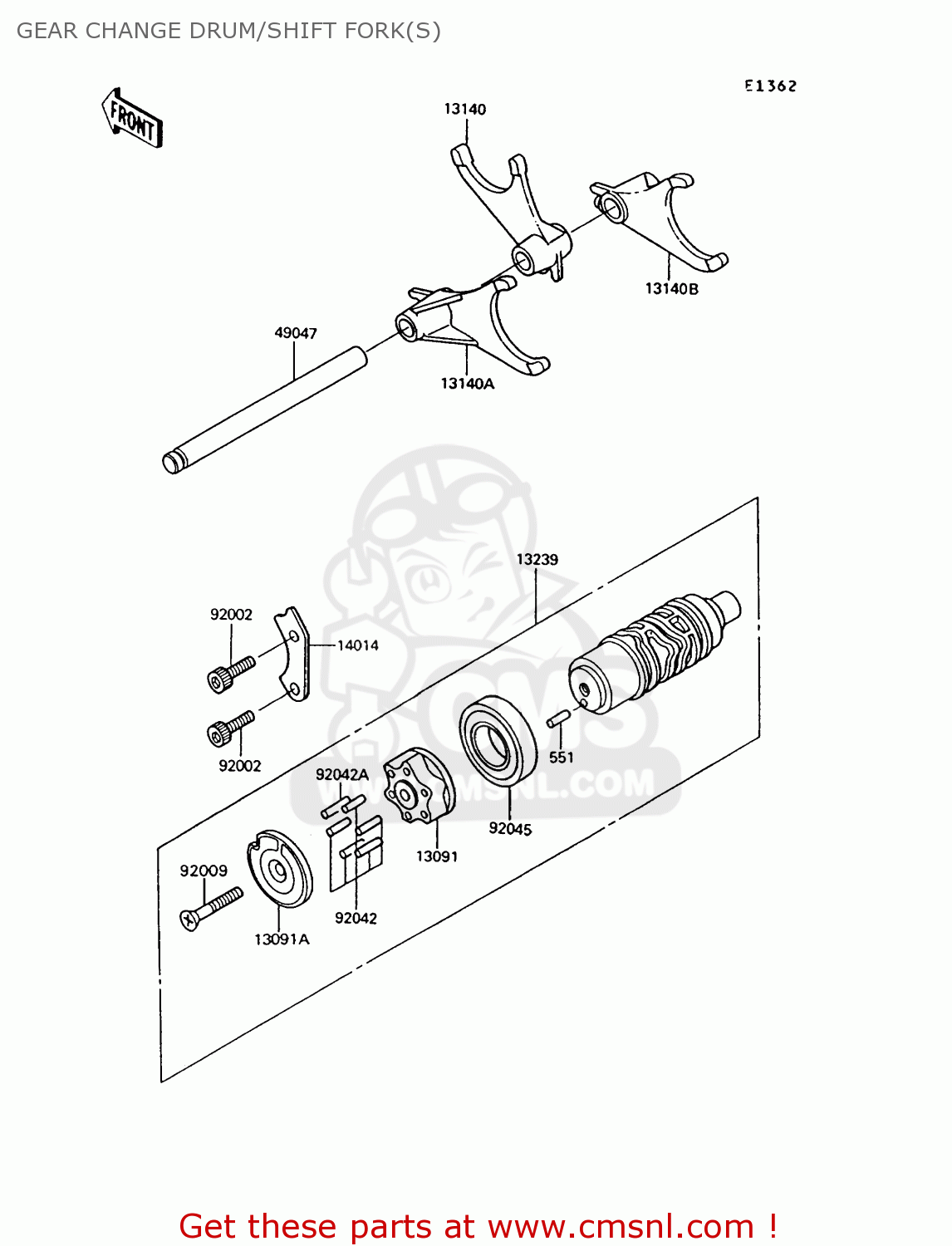 GEAR CHANGE DRUM/SHIFT FORK(S) ZG1000A9 1000GTR 1994 UNITED KINGDOM FR NL AR FG NR SD ST
