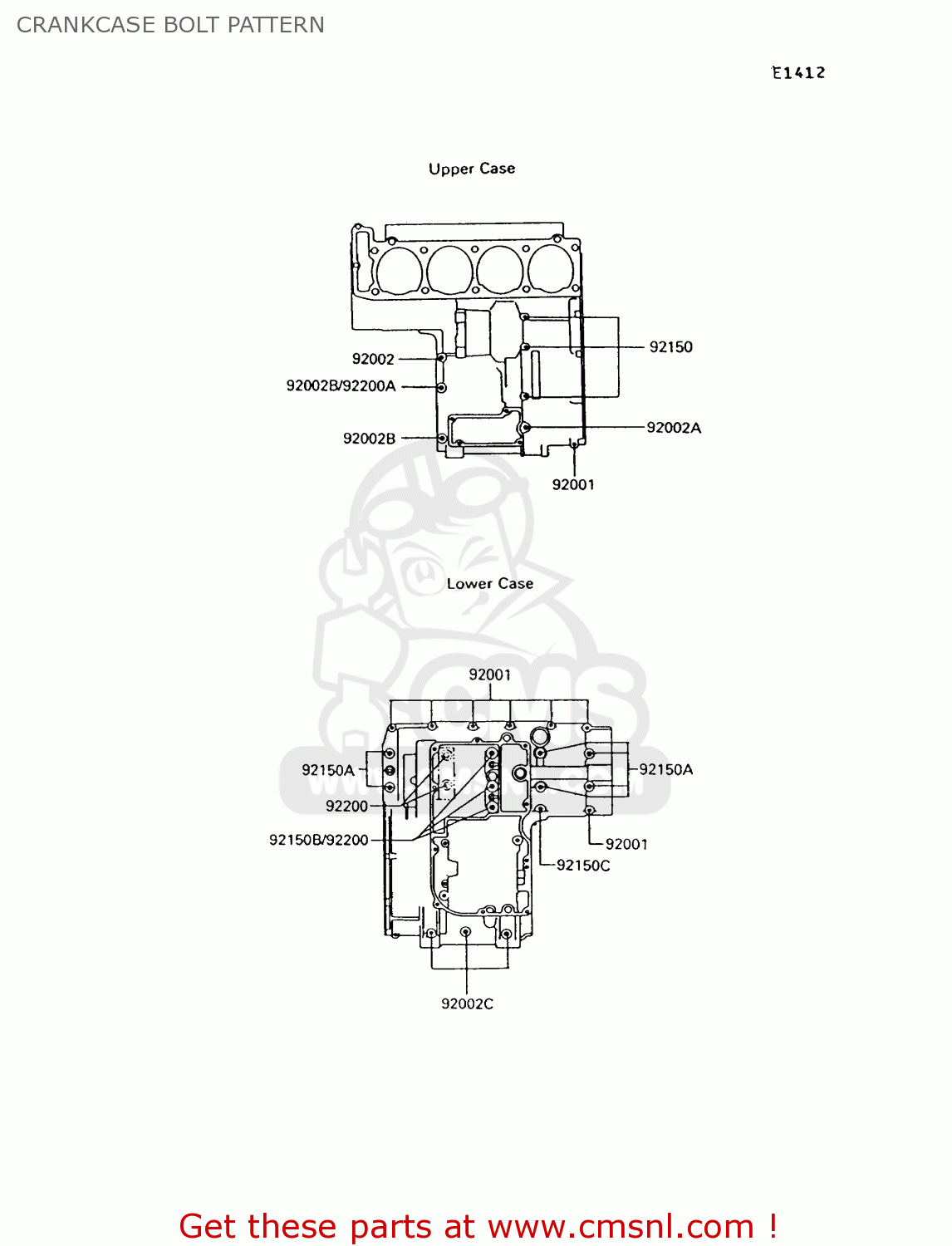 CRANKCASE BOLT PATTERN ZG1000A9 1000GTR 1994 UNITED KINGDOM FR NL AR FG NR SD ST