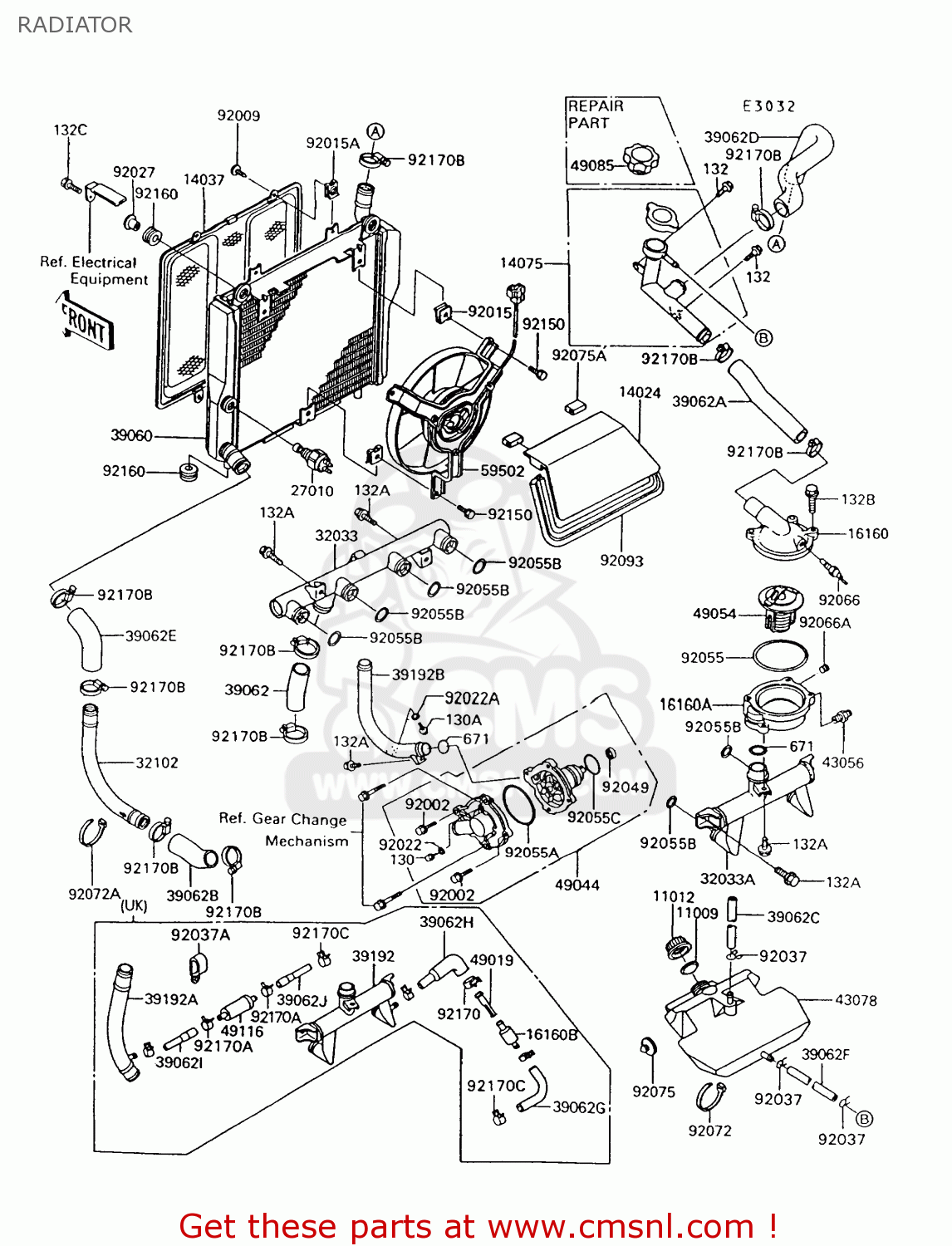 RADIATOR ZG1000A9 1000GTR 1994 UNITED KINGDOM FR NL AR FG NR SD ST
