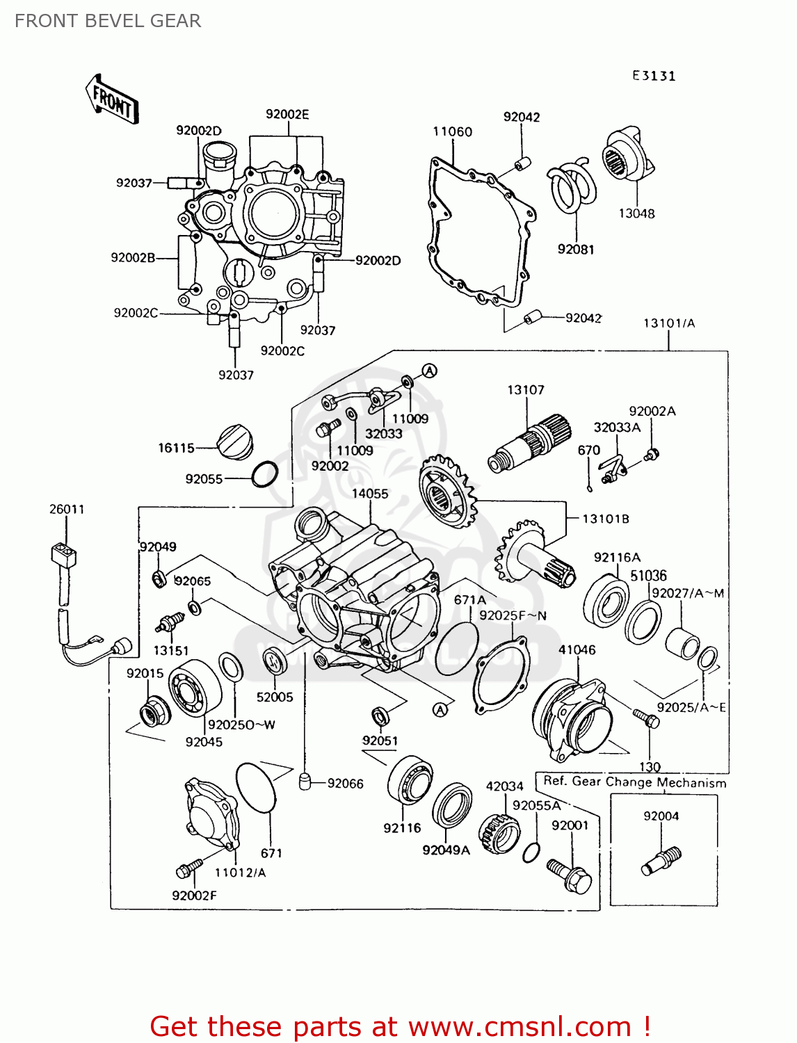 FRONT BEVEL GEAR ZG1000A9 1000GTR 1994 UNITED KINGDOM FR NL AR FG NR SD ST