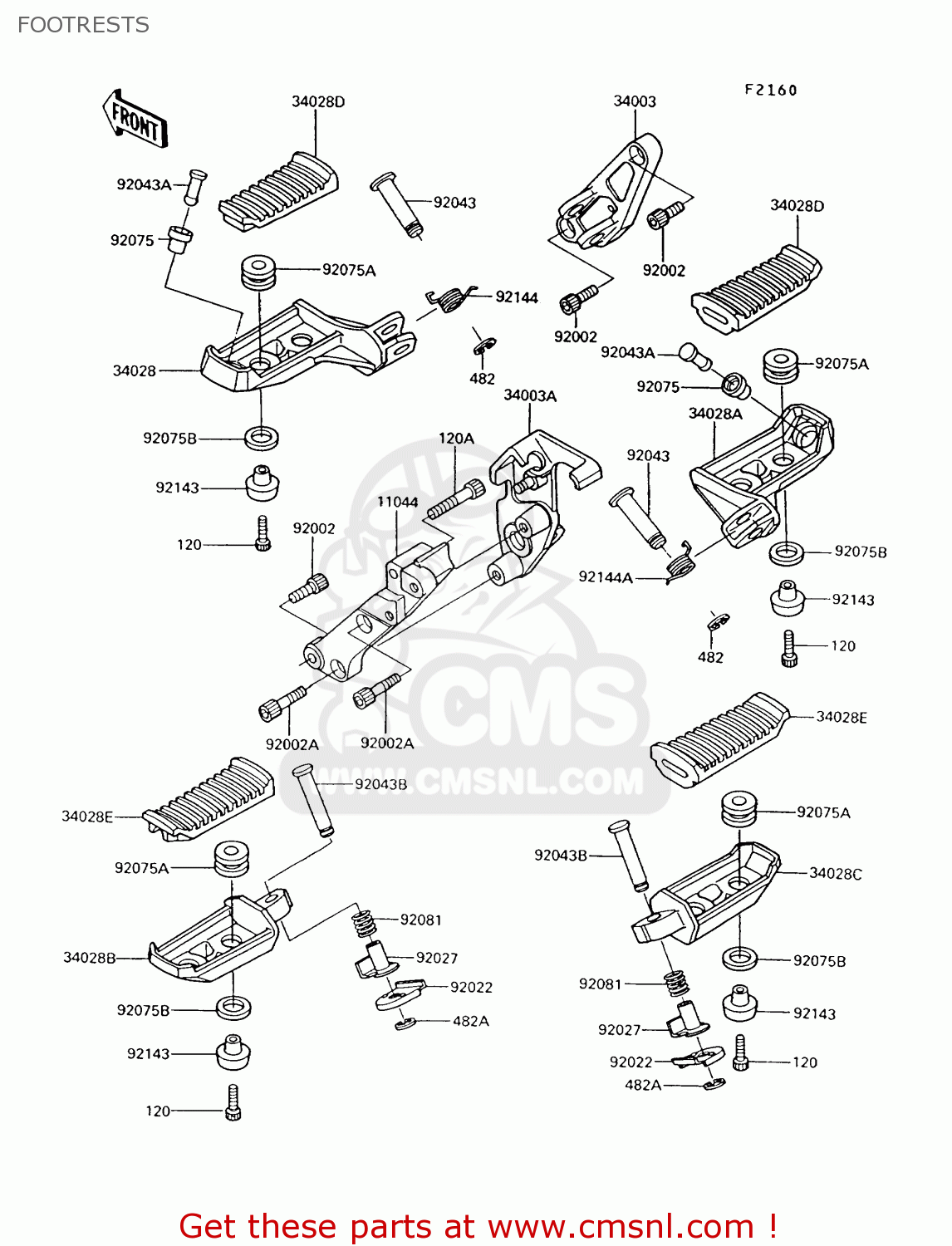 FOOTRESTS ZG1000A9 1000GTR 1994 UNITED KINGDOM FR NL AR FG NR SD ST