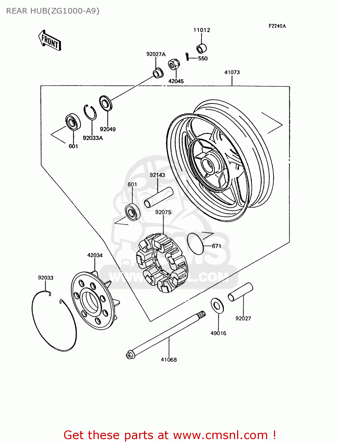 REAR HUB(ZG1000-A9) ZG1000A9 1000GTR 1994 UNITED KINGDOM FR NL AR FG NR SD ST