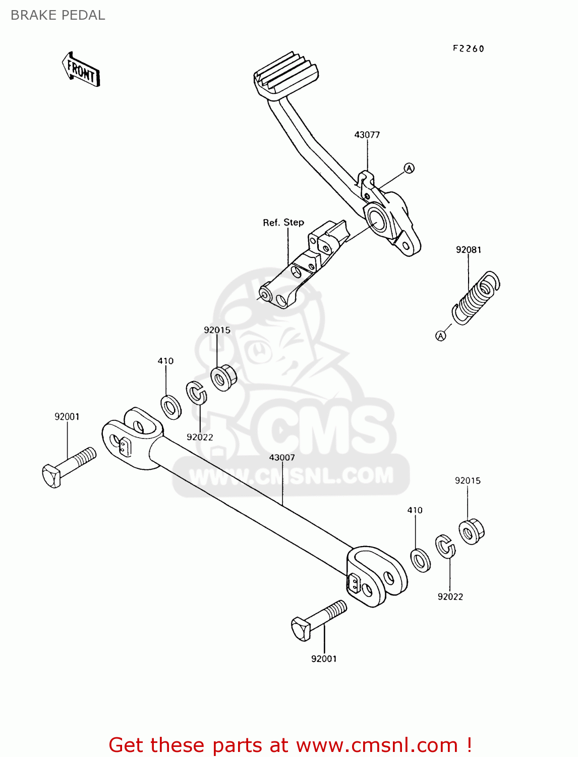 BRAKE PEDAL ZG1000A9 1000GTR 1994 UNITED KINGDOM FR NL AR FG NR SD ST