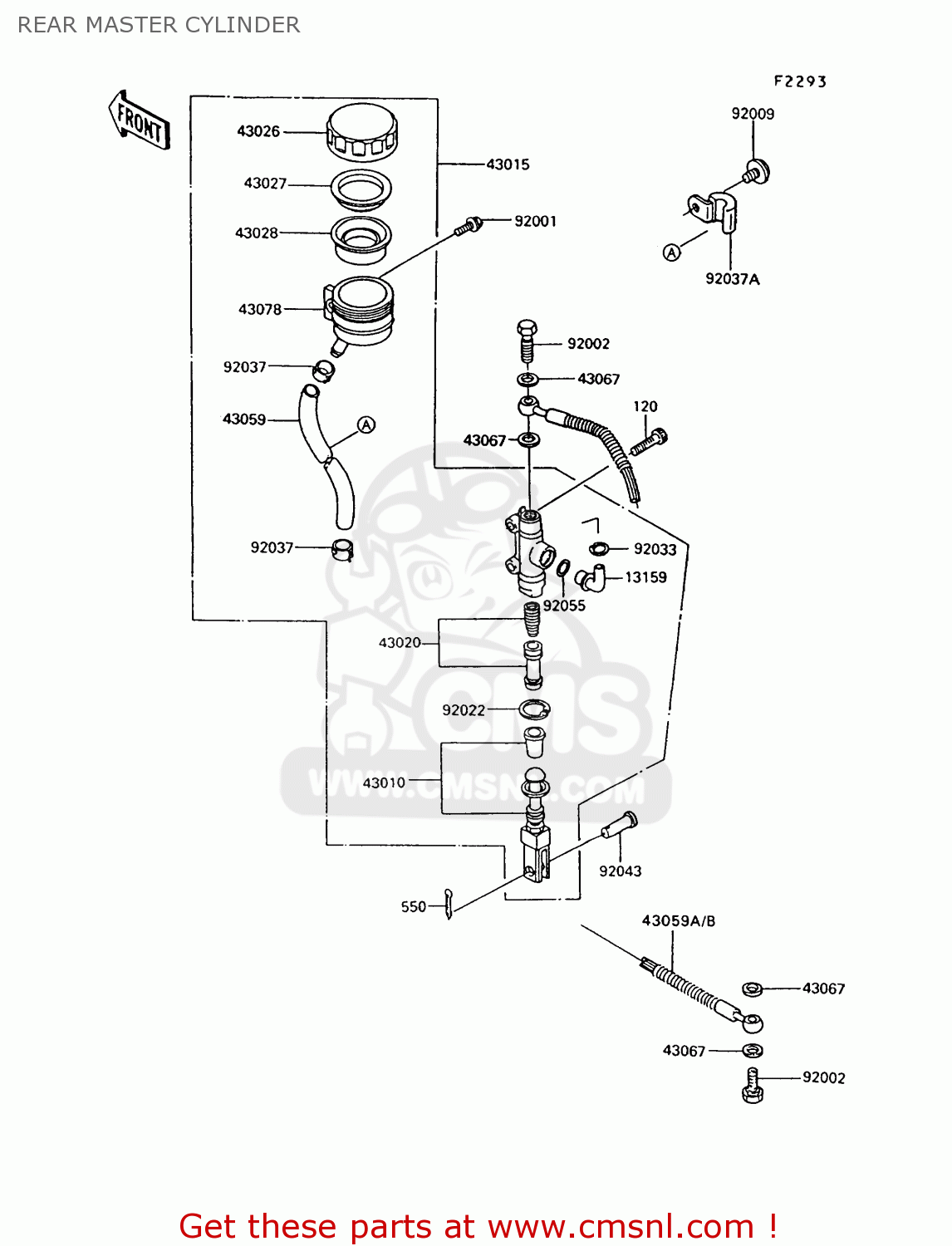 REAR MASTER CYLINDER ZG1000A9 1000GTR 1994 UNITED KINGDOM FR NL AR FG NR SD ST