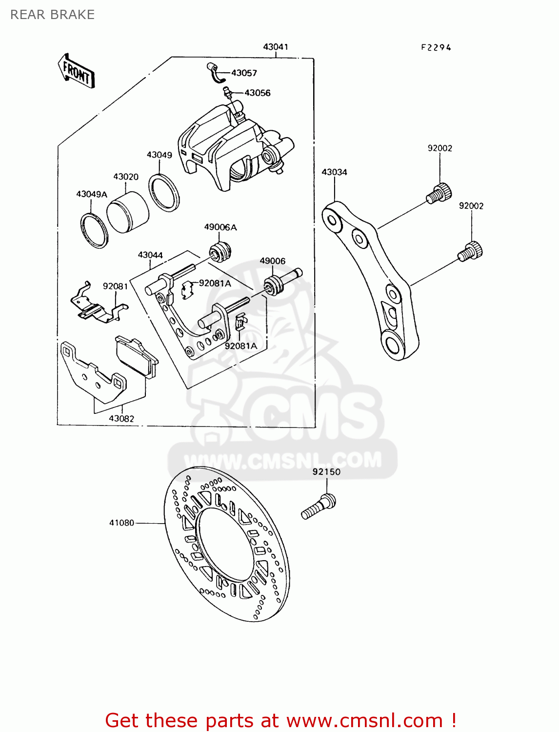 REAR BRAKE ZG1000A9 1000GTR 1994 UNITED KINGDOM FR NL AR FG NR SD ST