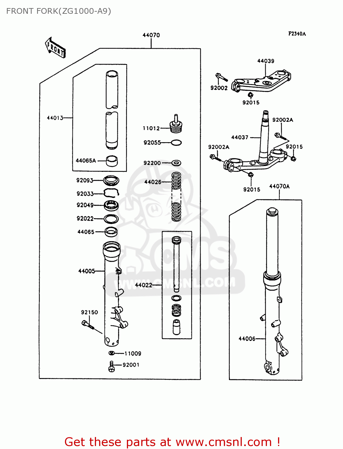 FRONT FORK(ZG1000-A9) ZG1000A9 1000GTR 1994 UNITED KINGDOM FR NL AR FG NR SD ST
