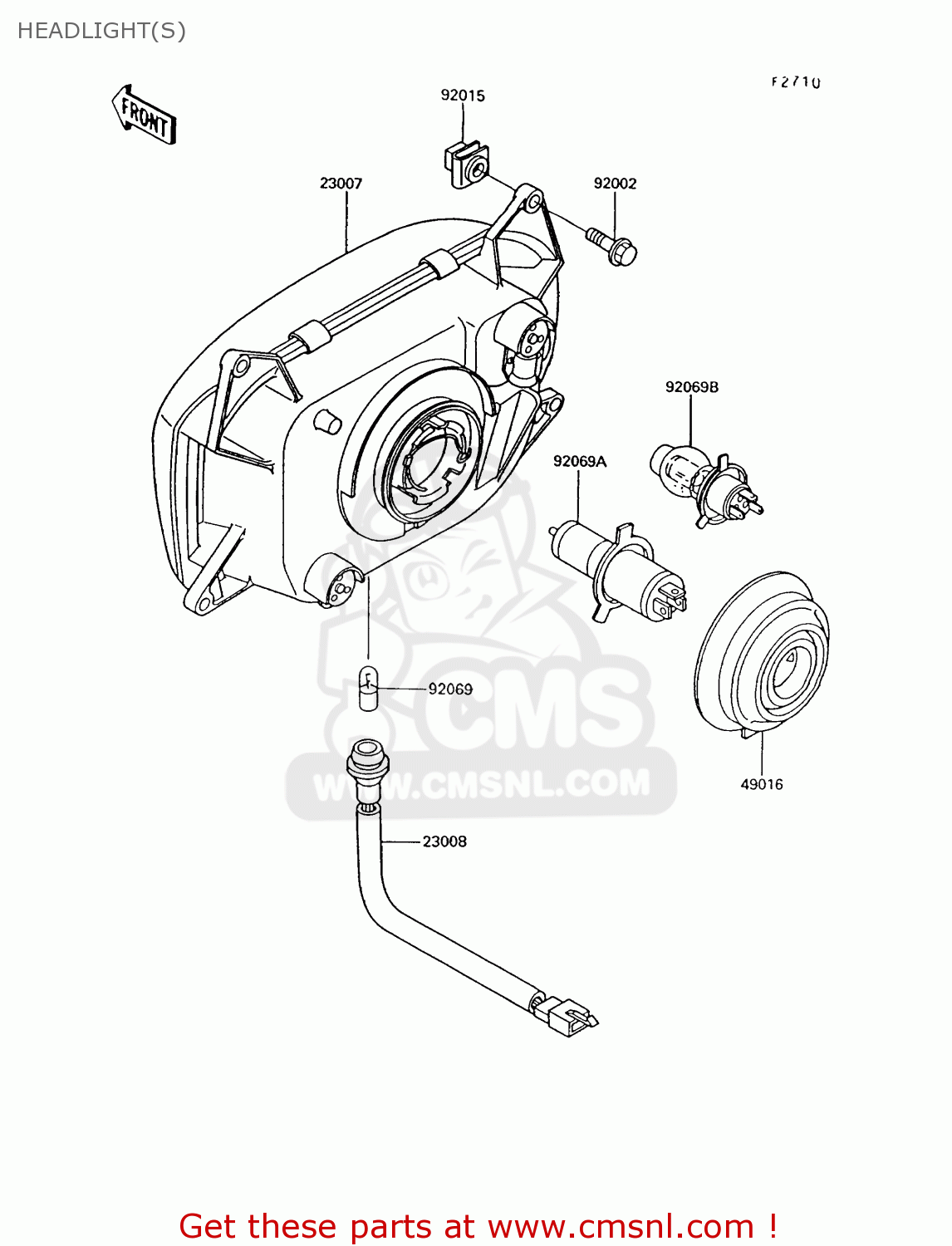 HEADLIGHT(S) ZG1000A9 1000GTR 1994 UNITED KINGDOM FR NL AR FG NR SD ST